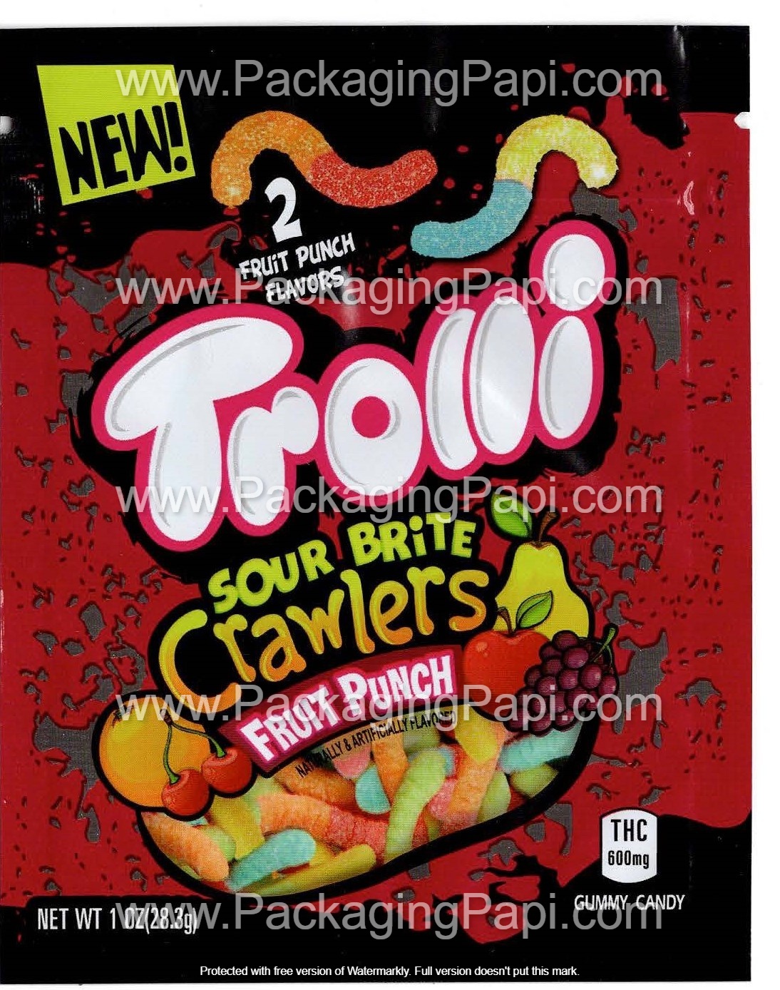 Trolli Small THC Mylar Bag Edible Gummy Packaging (24+ Variations) *Empty Bags*