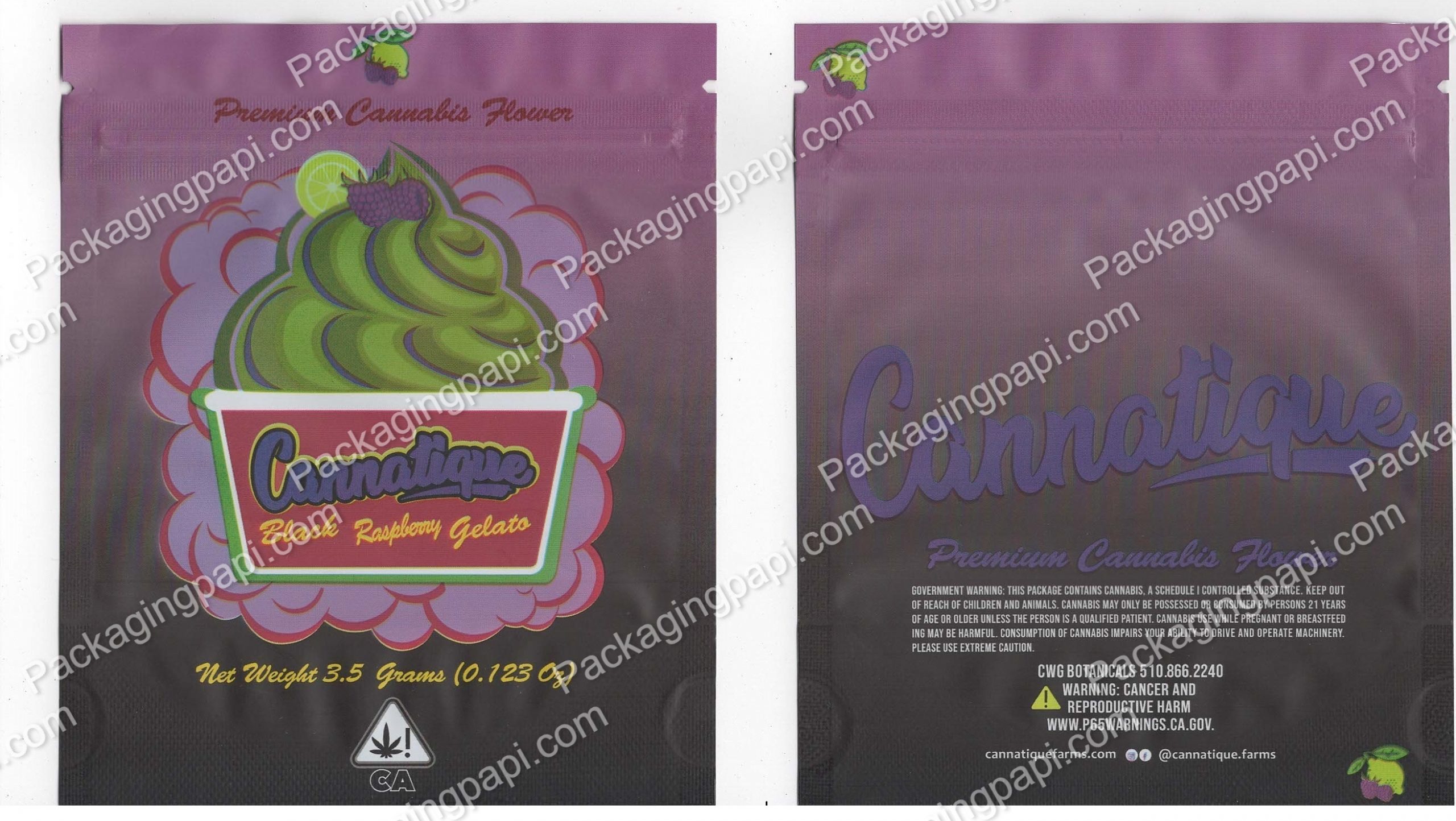 Cannatique : Black Raspberry Gelato Bag *Empty Bags* (CaSupply)