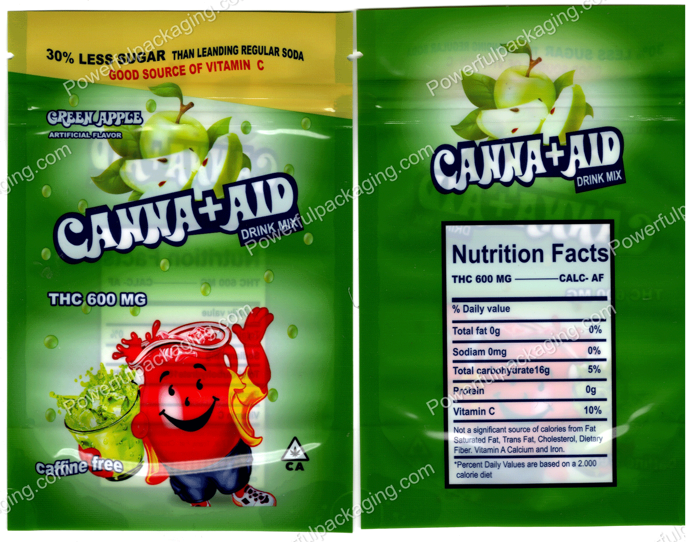 CANNA+AID : Green Apple (Drink Mix) Bag *Empty Bags* (CaSupply) #E2