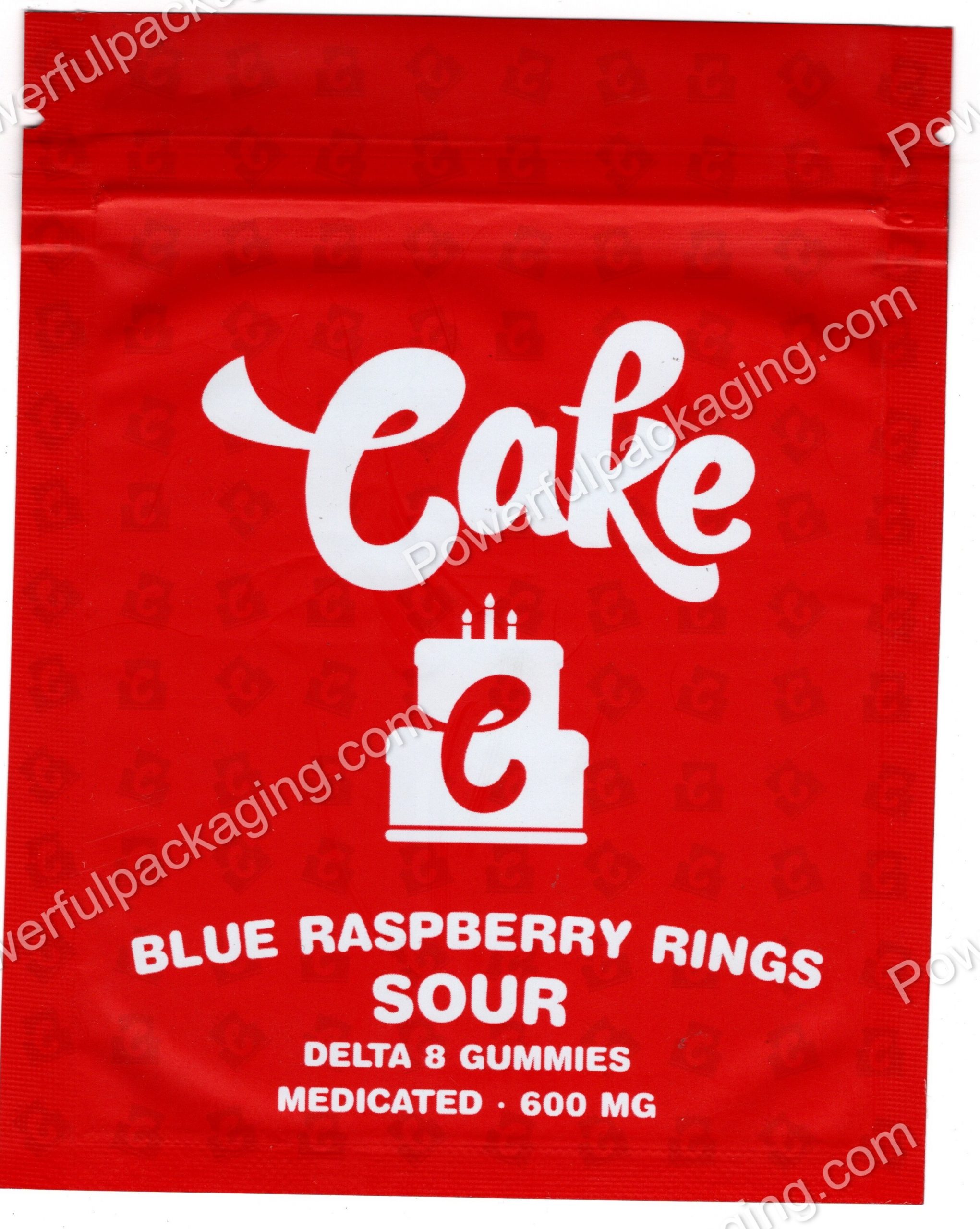 Cake : (Blue Raspberry Rings Sour) Delta 8 Gummies Bag *Empty Bags* (CaSupply) #N1
