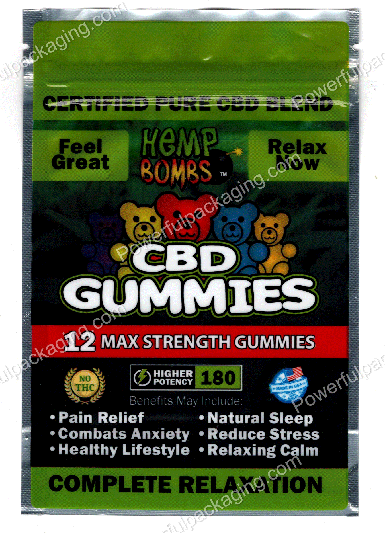 Hemp Bombs : CBD Gummies (Complete Relaxation) Bag *Empty Bags* (CaSupply) #N1