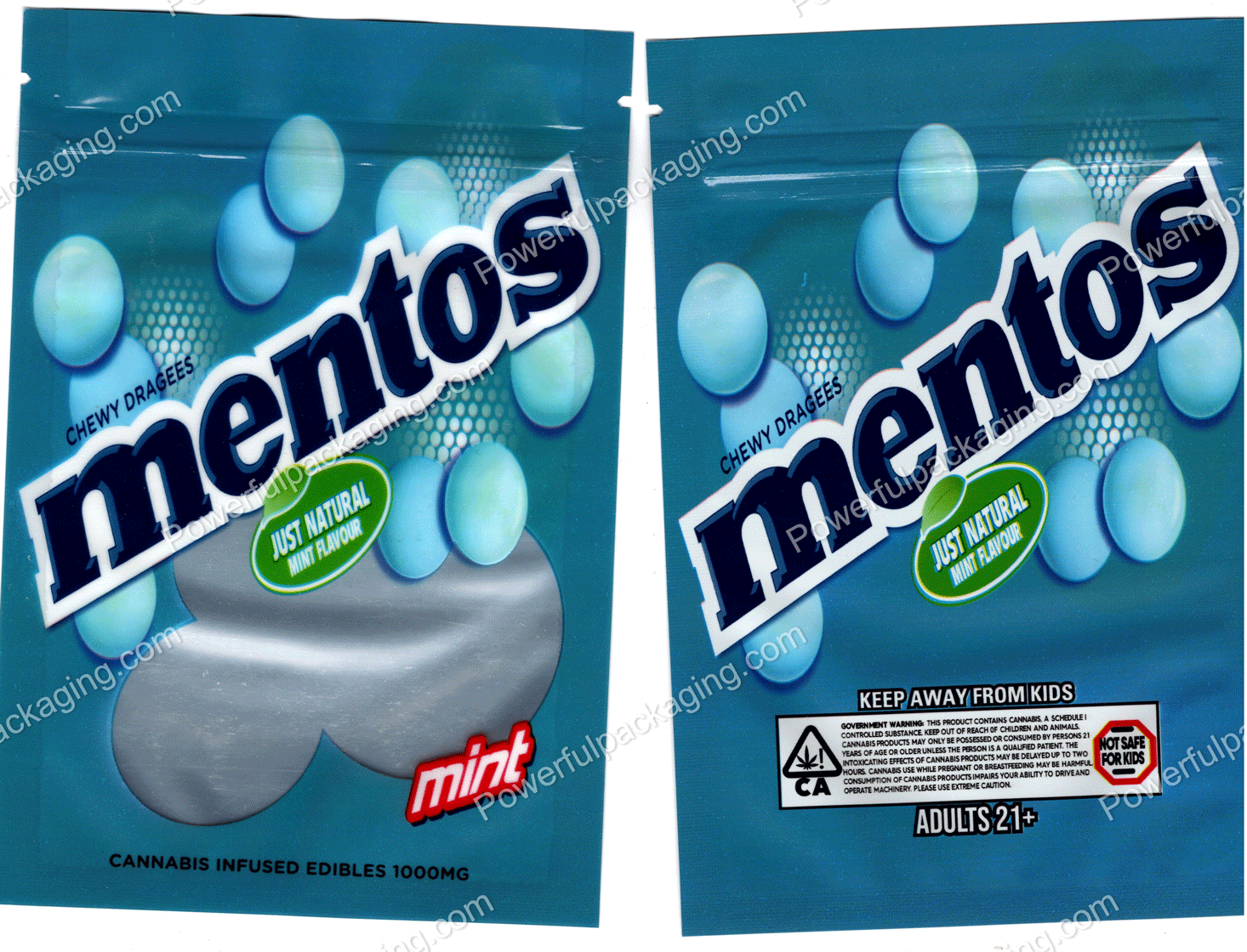 Mentos : Mint Bag Mylar Edible Packaging *Empty Bags* (CaSupply) #E2