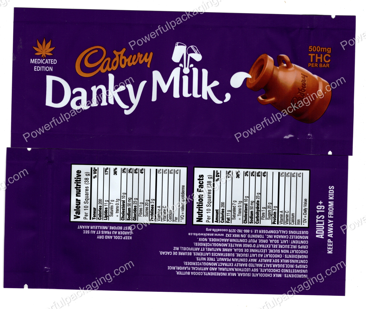 Cadbury : Danky Milk Chocolate Bar (2.75x6.5in Bag) *Empty Bags* (CaSupply)