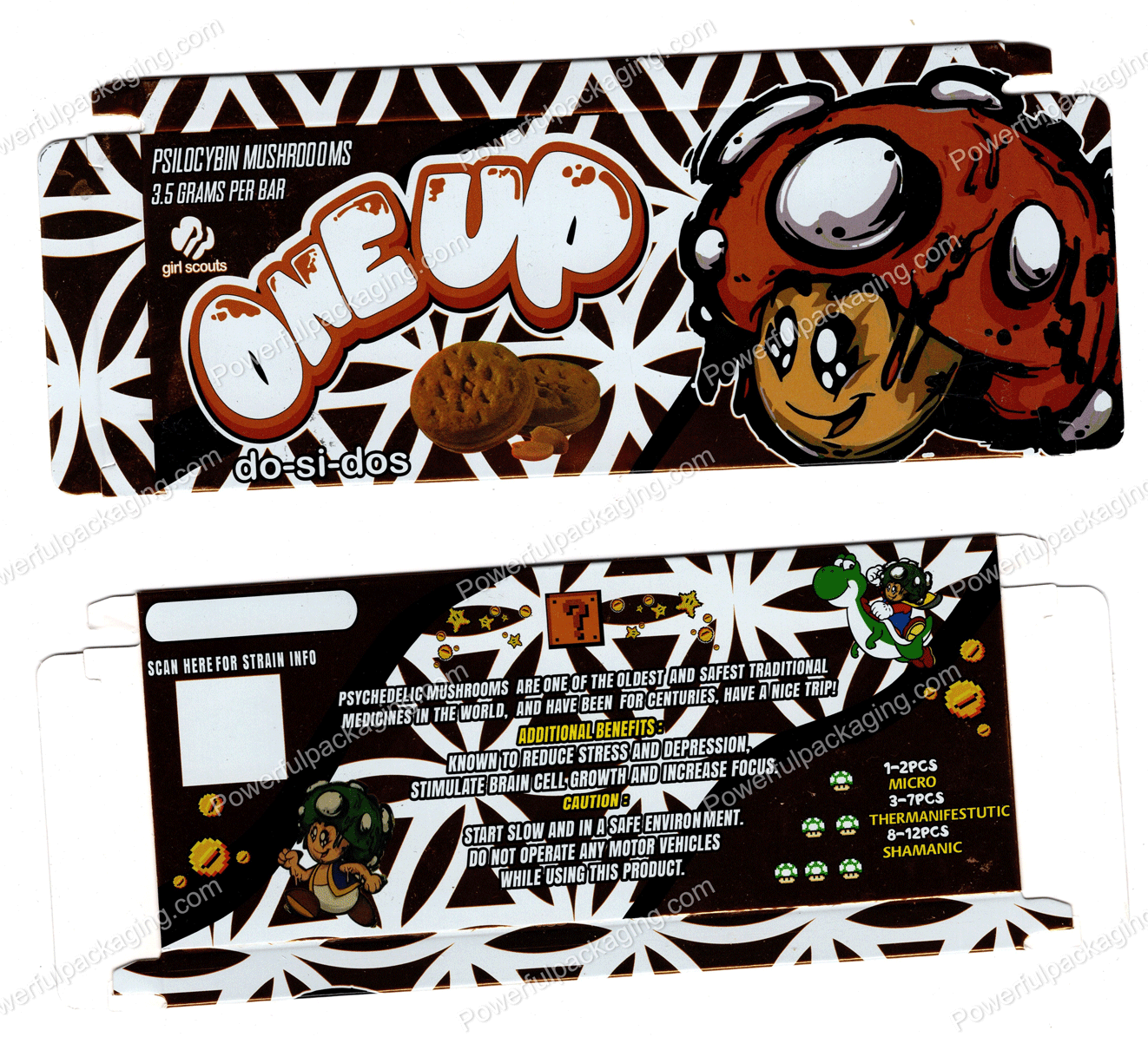 ONEUP Psilocybin Mushroom Bar : Girl Scouts (do-si-dos) 3.5g (10 Pack Box Set) (2.5x5.5in) *Empty Box* (CaSupply) #X1