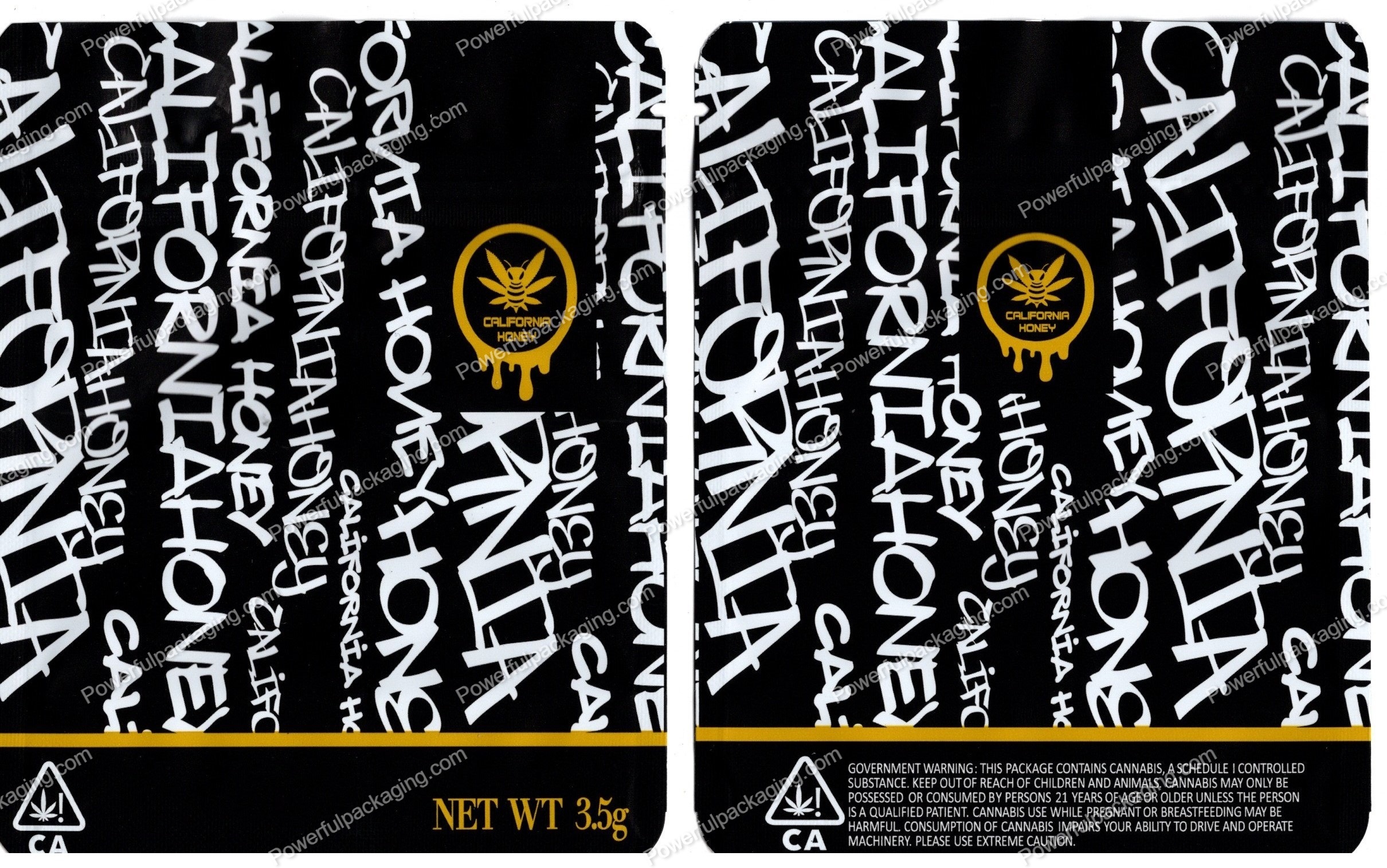 California Honey Black Mylar Flower 3.5 Bag *Empty Bags* (CaSupply) #S1