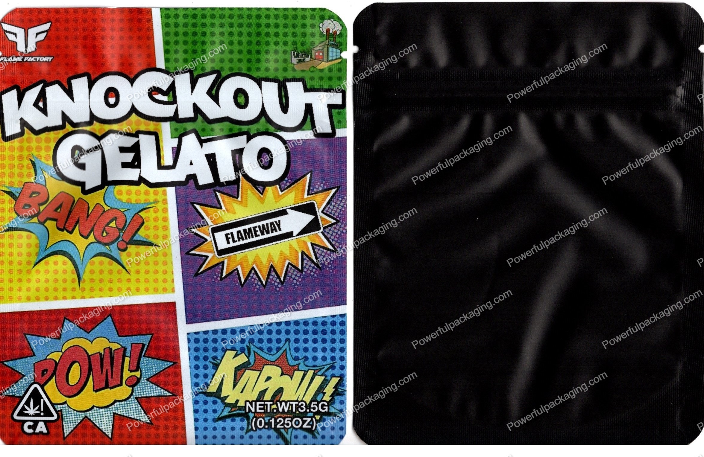 Flame Factory : Knockout Gelato Mylar Flower 3.5 Bag *Empty Bags* (CaSupply) #S1