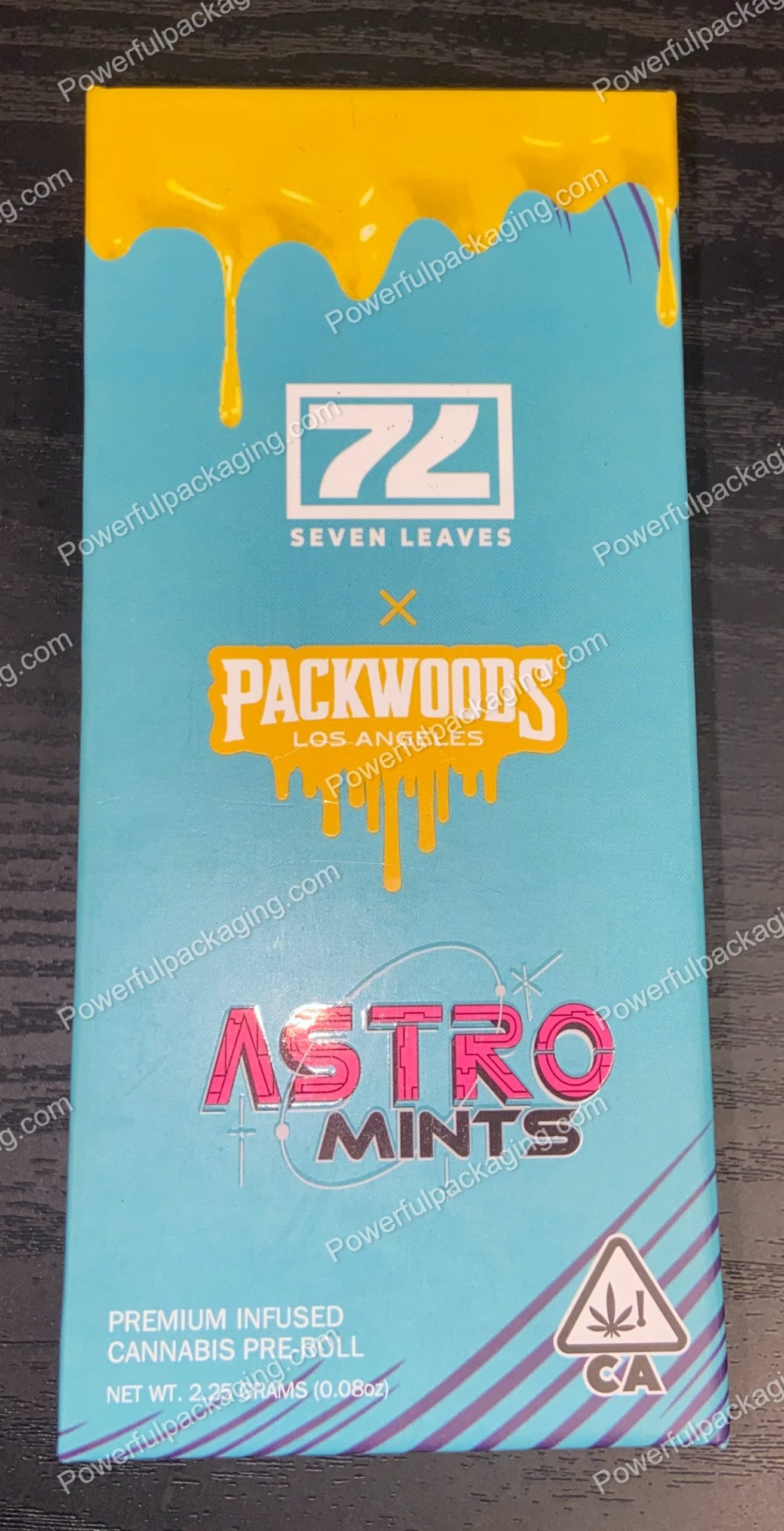 Packwoods Los Angeles x Seven Leaves : (Astro Mints) Hybrid, Glass Tube, Magnetic Box, Stickers, Wax and Tip/ Mouthpiece 'PREROLLED BLUNT' *Empty Pre-Rolls* (50/100 Pack Set) (CA-Supply)