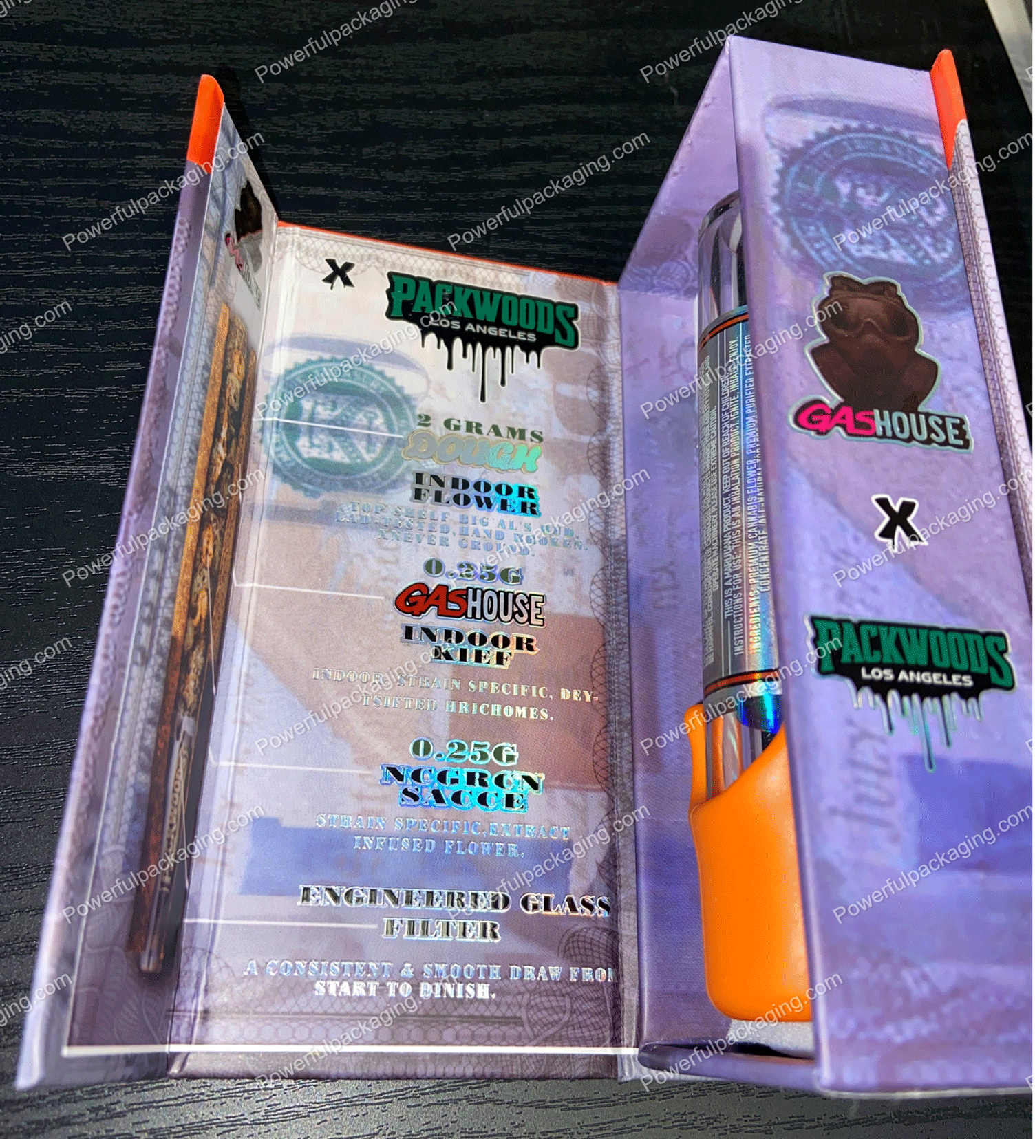 Packwoods Los Angeles x GasHouse : (Douch) Hybrid, Glass Tube, Magnetic Box, Stickers, Wax and Tip/ Mouthpiece 'PREROLLED BLUNT' *Empty Pre-Rolls* (50/100 Pack Set) (CA-Supply)