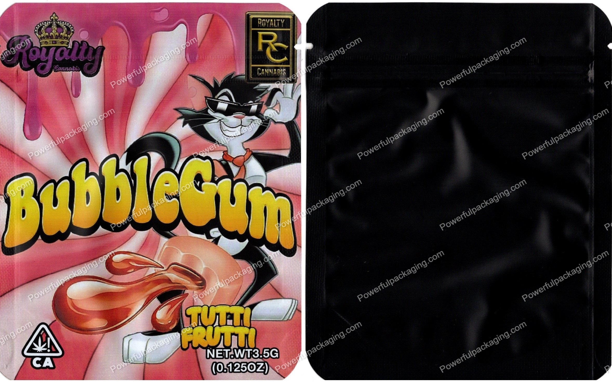 Royalty Cannabis : Bubble Gum ( Tutti Frutti) Mylar Flower 3.5 Bag *Empty Bags* (CaSupply) #S1