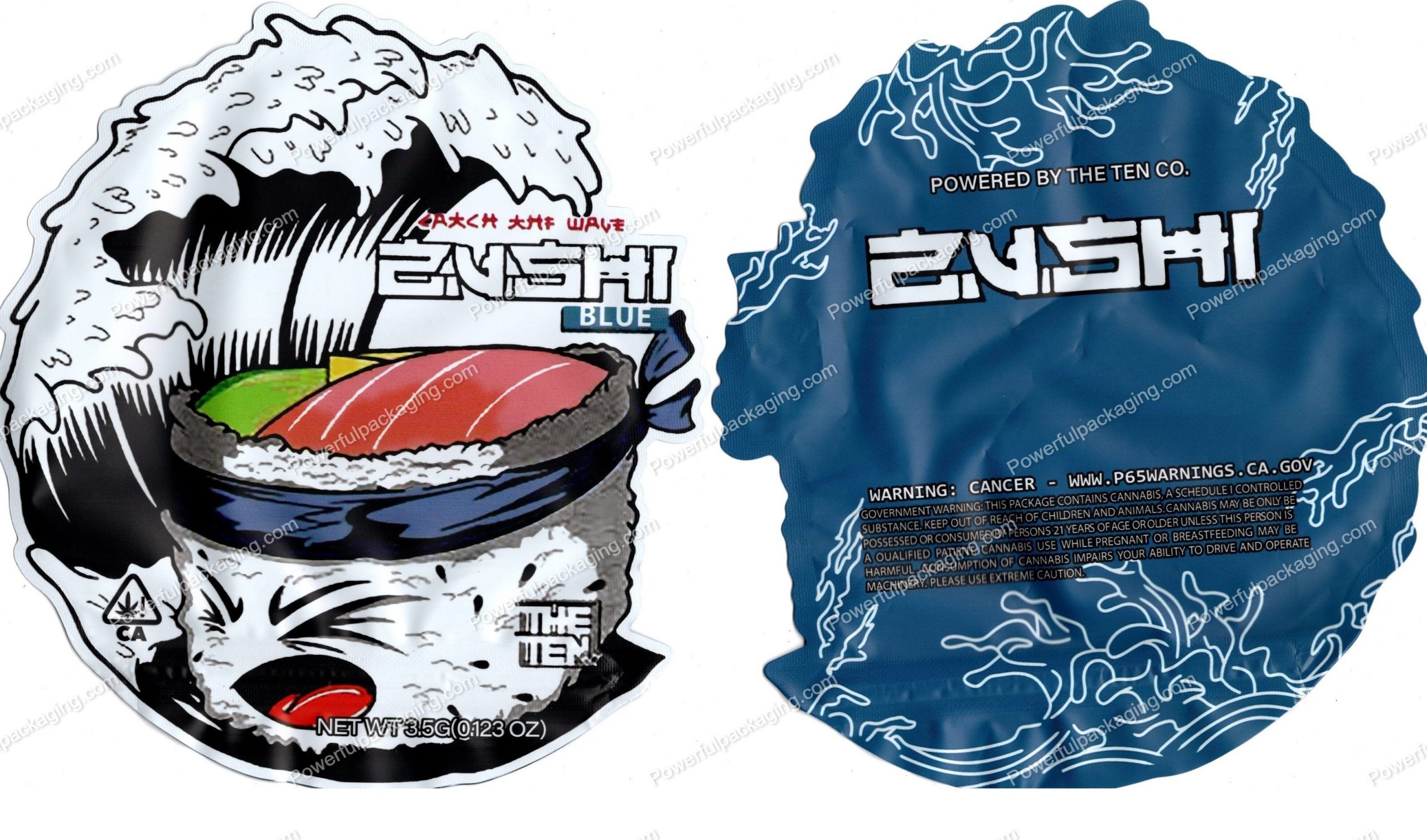 THE TEN : Zushi Blue 3D Mylar Flower 3.5 Bag *Empty Bags* (CaSupply) #3D