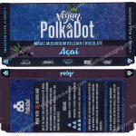 PolkaDot Magic Mushroom Belgain Chocolate : Vegan Acai 4g 10-Pack with Display Case (5x2.5in) *Empty Box* (CaSupply)