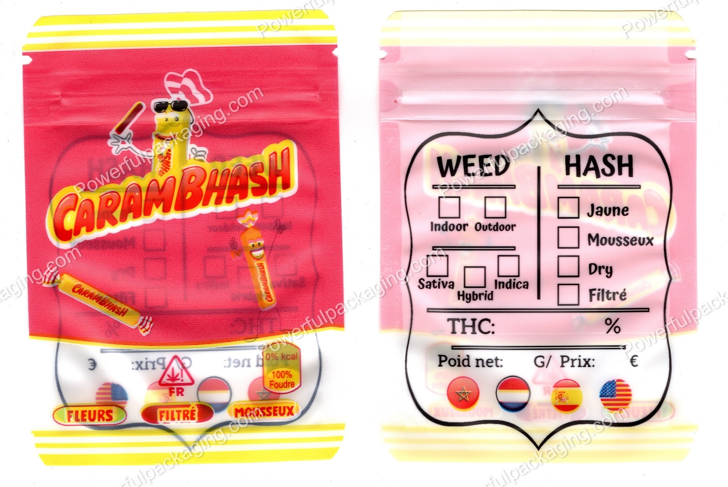 Carambhash Mini (Flower / Concentrate) Multipurpose Pink Mylar Bag *Empty Bags*