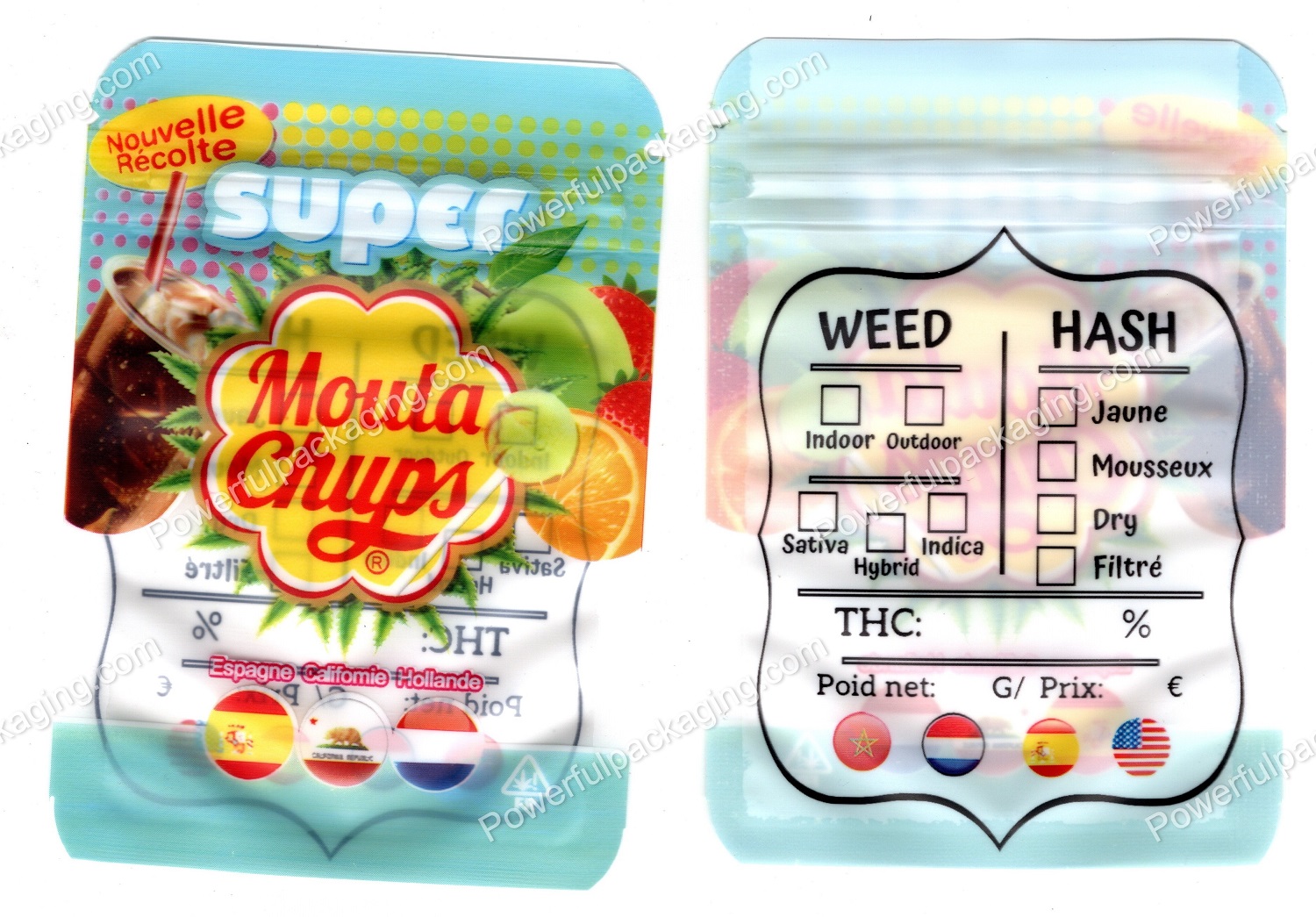 Super Moula Chups Mini (Flower / Concentrate) Multipurpose Blue Mylar Bag *Empty Bags*