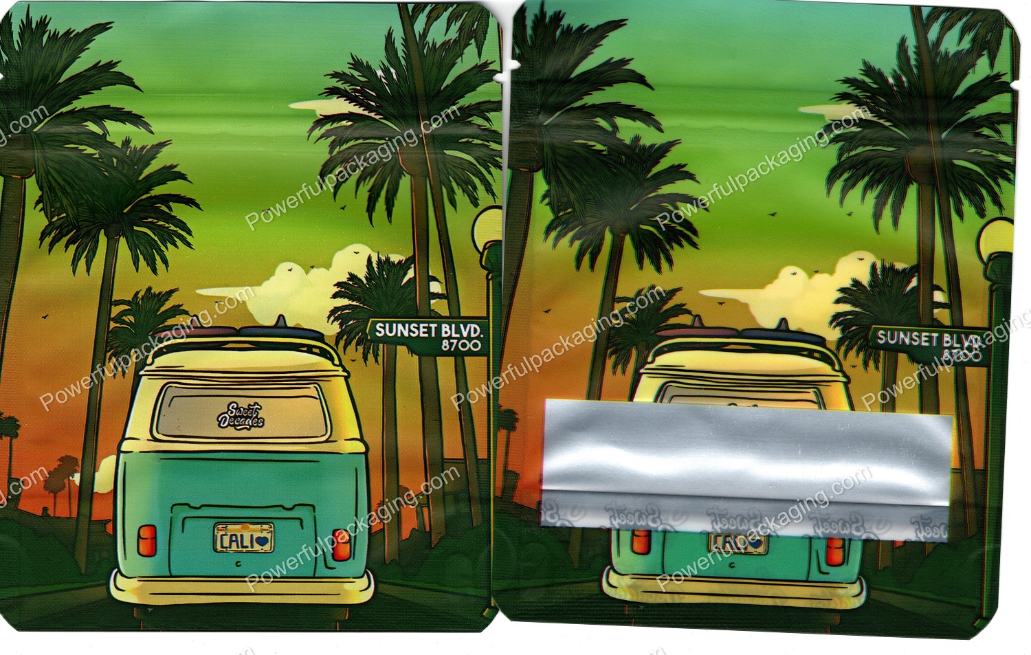 Sweet Decades : SUNSET BLVD Small (5x4in) Packaging 3.5 Mylar Bag *Empty Bags* (CaSupply) #S1