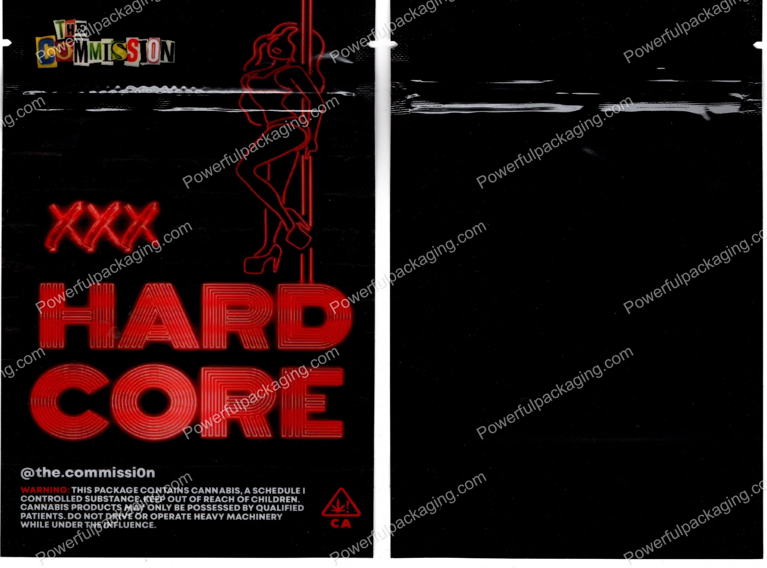 The Commission : XXX HARD CORE (4x6in) Packaging 3.5 Mylar Bag *Empty Bags* (BackBin)