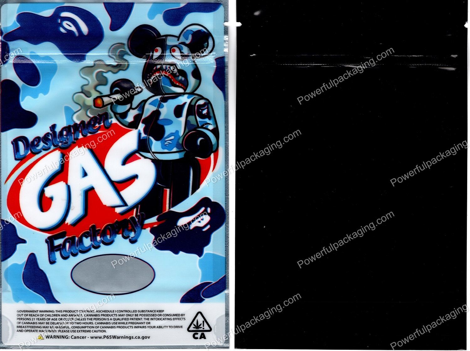 Designer GAS Factory (4x6in) Packaging 3.5 Mylar Bag *Empty Bags* (BackBin)