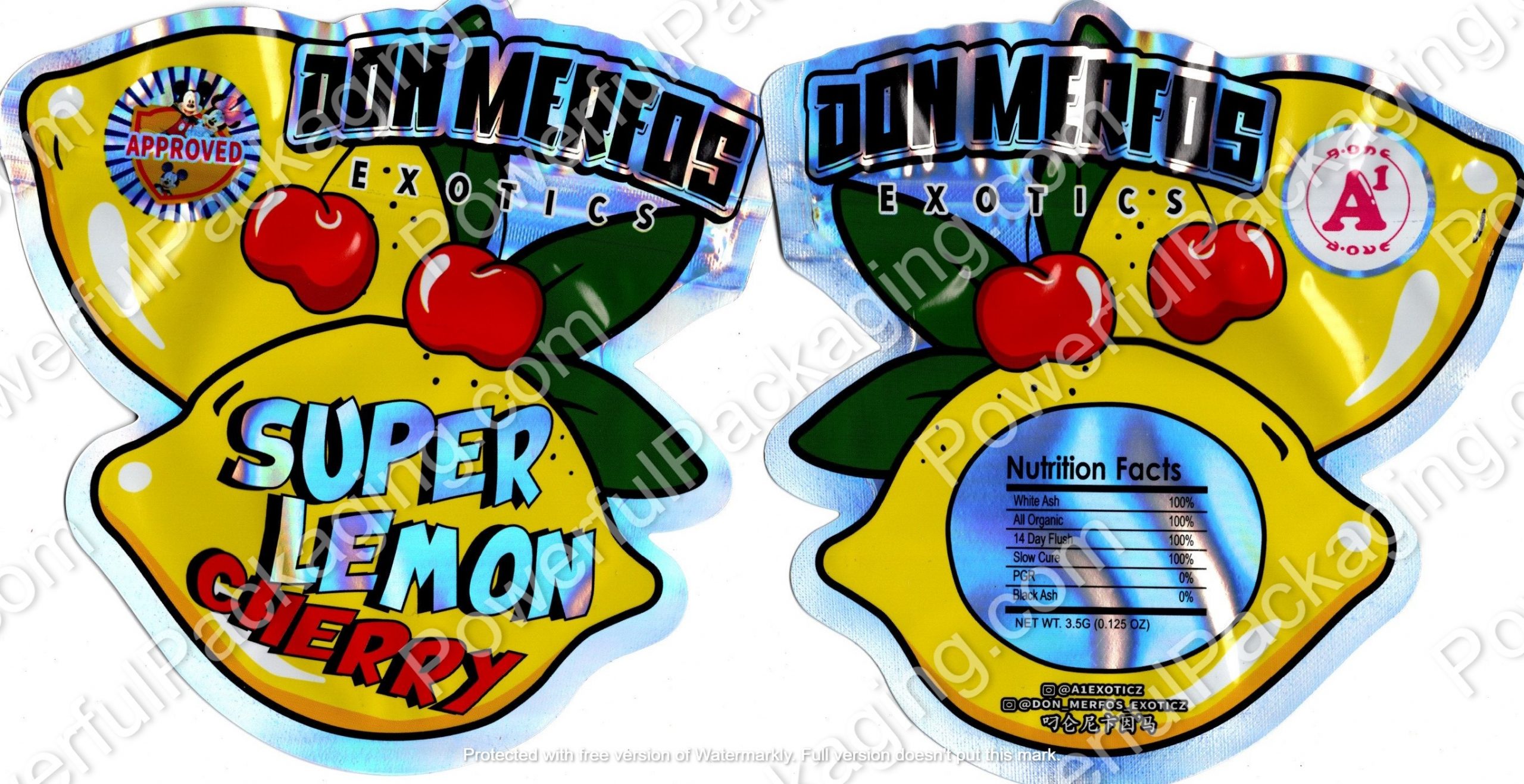 Don Merfos Exotics : Super Lemon Cherry 3D Mylar Flower 3.5 Bag *Empty Bags* (CaSupply) #3D