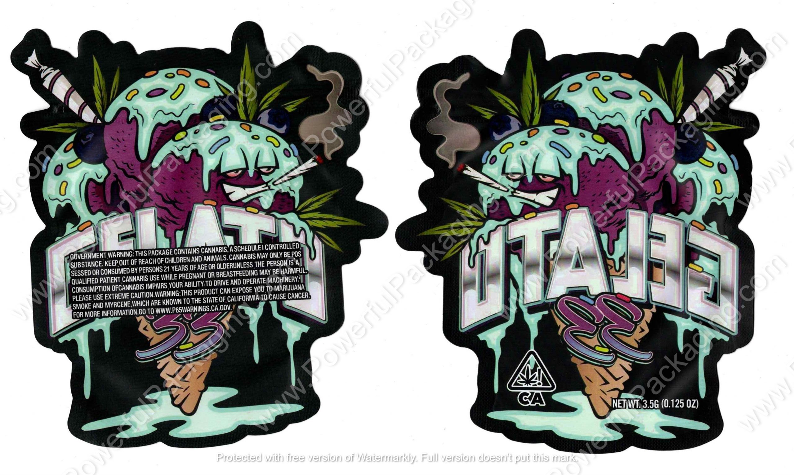 Gelato 33 Generic 3D Mylar Shaped Bag 3.5g Flower Packaging *Empty Bags* (CaSupply) #3D