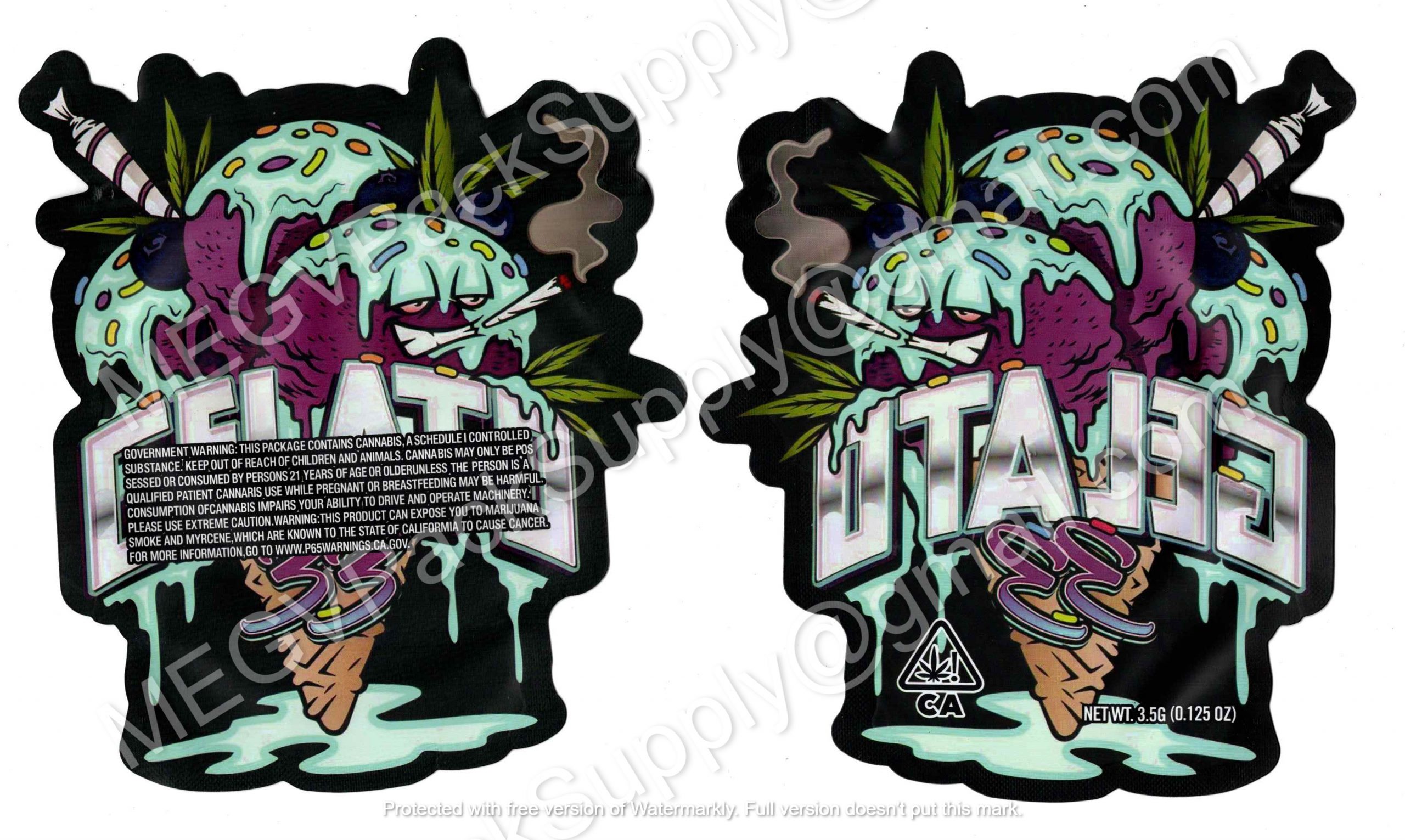 Gelato 33 Cone Generic 3D Mylar Shaped Bag 3.5g Flower Packaging *Empty Bags* (CaSupply) #3D