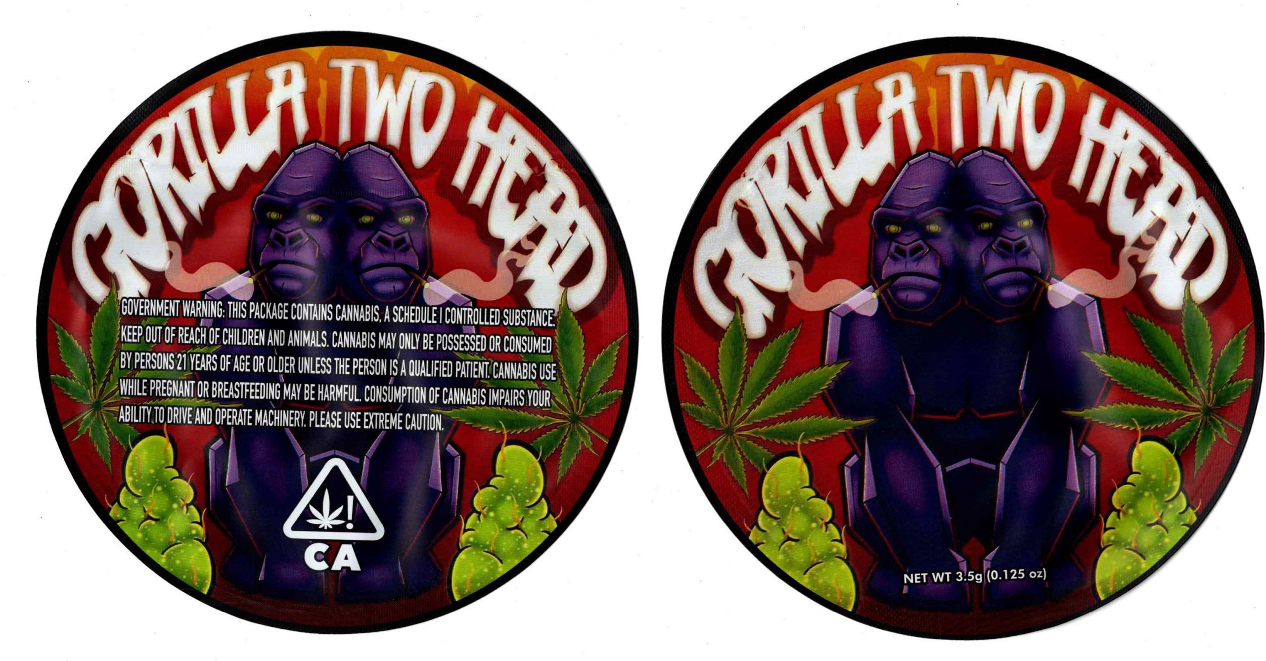 Gorilla Two Head Generic 3D Mylar Shaped Bag 3.5g Flower Packaging *Empty Bags* (CaSupply) #3D