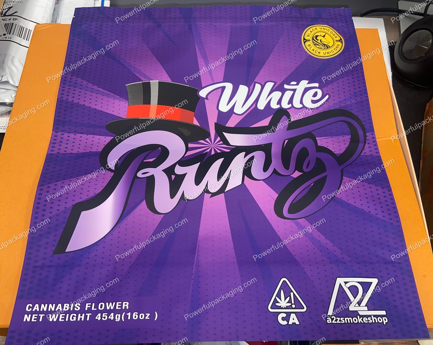 Pound Bags BLACK UNICORN : (White Runtz) Mylar Bag *Empty Bag* (CaSupply)