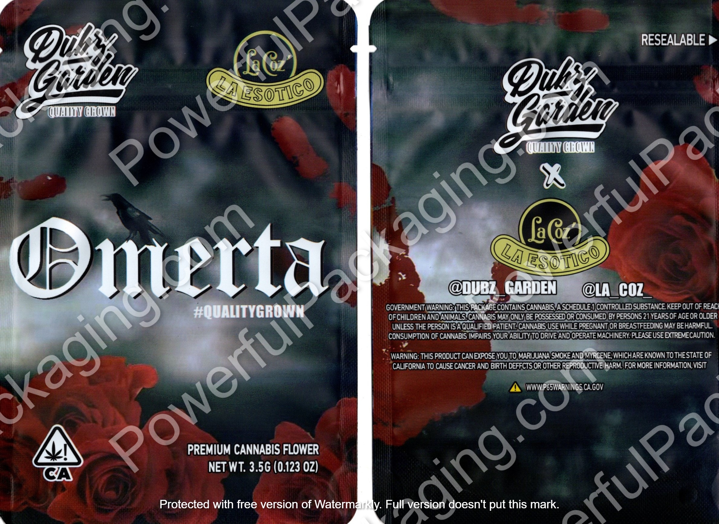 Dubs Garden : Omerta Mylar Flower 3.5 Bag *Empty Bags* (CaSupply) #S1