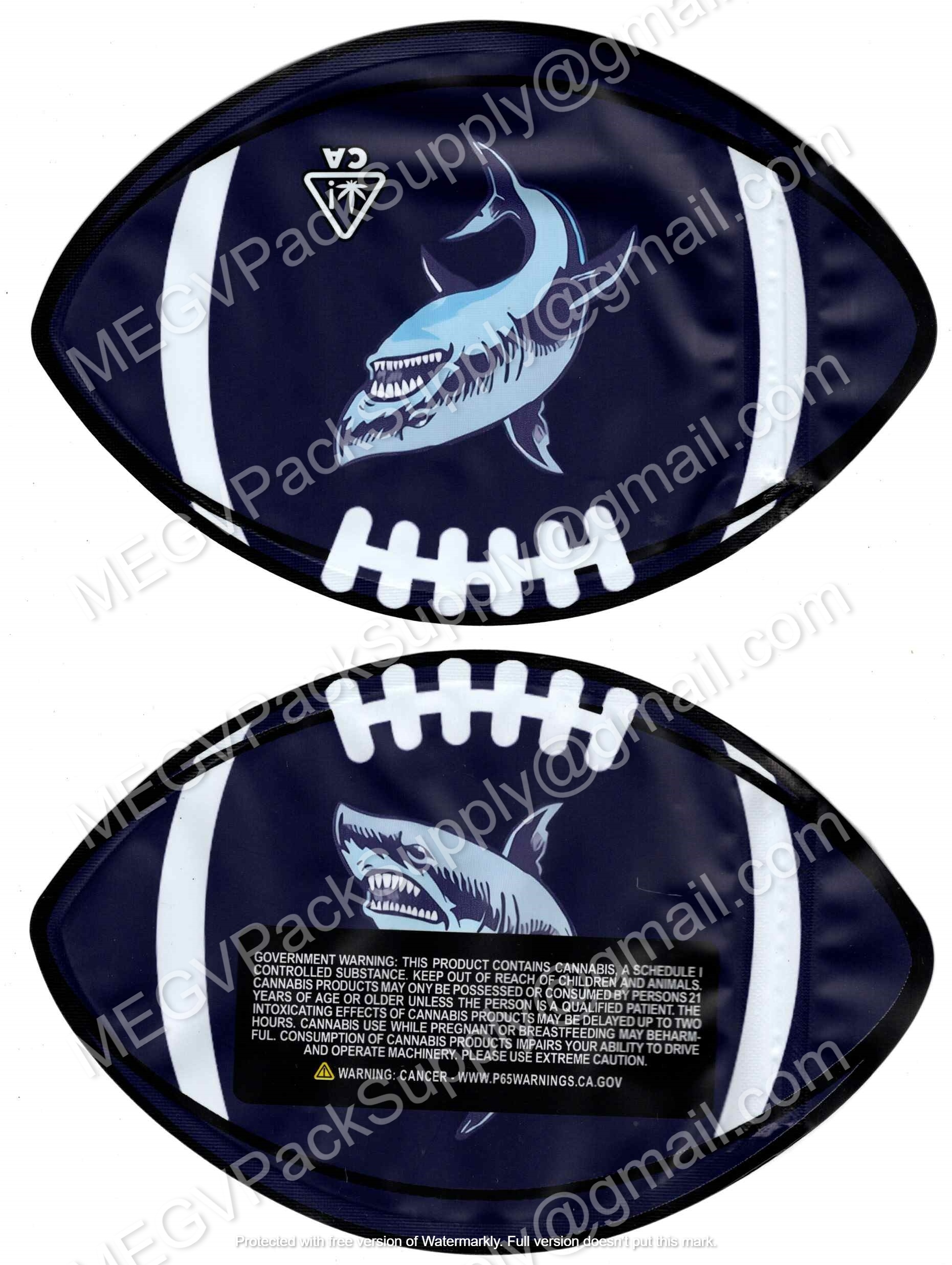 Jokes Up : Shark Football 3D Mylar Shaped Bag 3.5g Flower Packaging *Empty Bags* (CaSupply) #3D