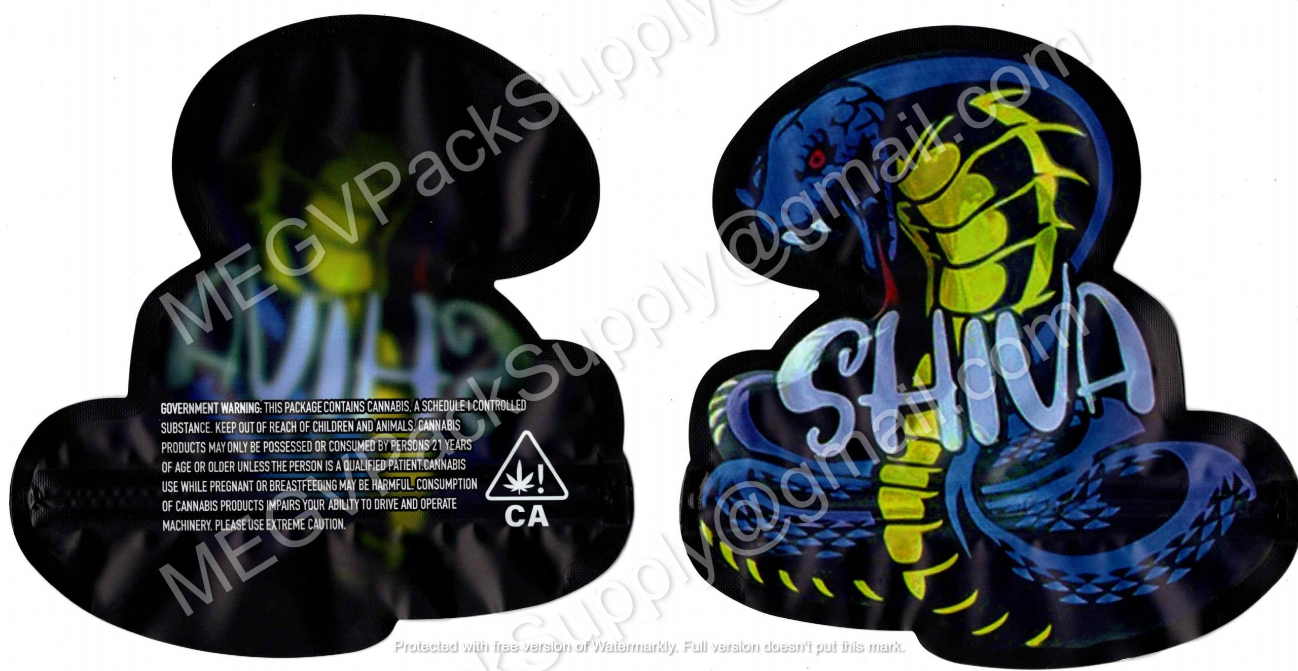 Shiva Snake Generic 3D Mylar Shaped Bag 3.5g Flower Packaging *Empty Bags* (CaSupply) #3D