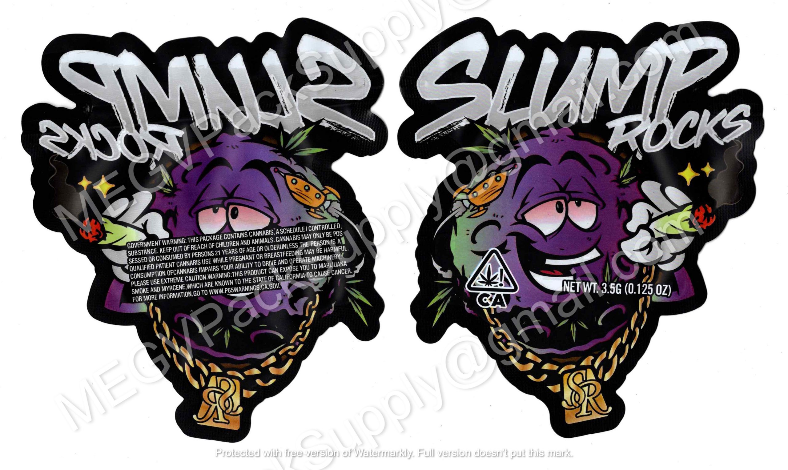 Slump Rocks Generic 3D Mylar Shaped Bag 3.5g Flower Packaging *Empty Bags* (CaSupply) #3D