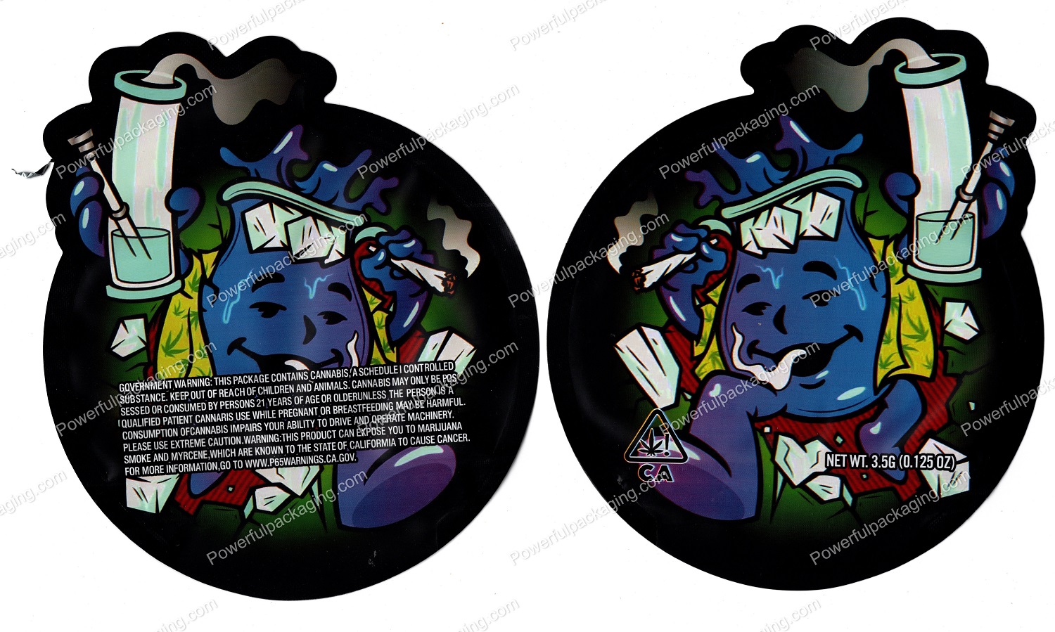 Blue Kool-Aid Man 3D Mylar Flower 3.5 Bag *Empty Bags* (CaSupply) #3D