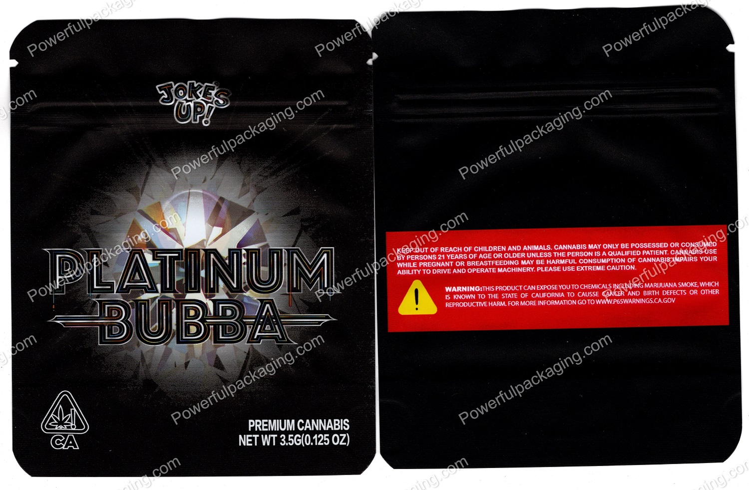 JOKES UP : Platinum Bubba (3.75x4.75in) Packaging 3.5 Mylar Bag *Empty Bags* (CAsupply) #S1