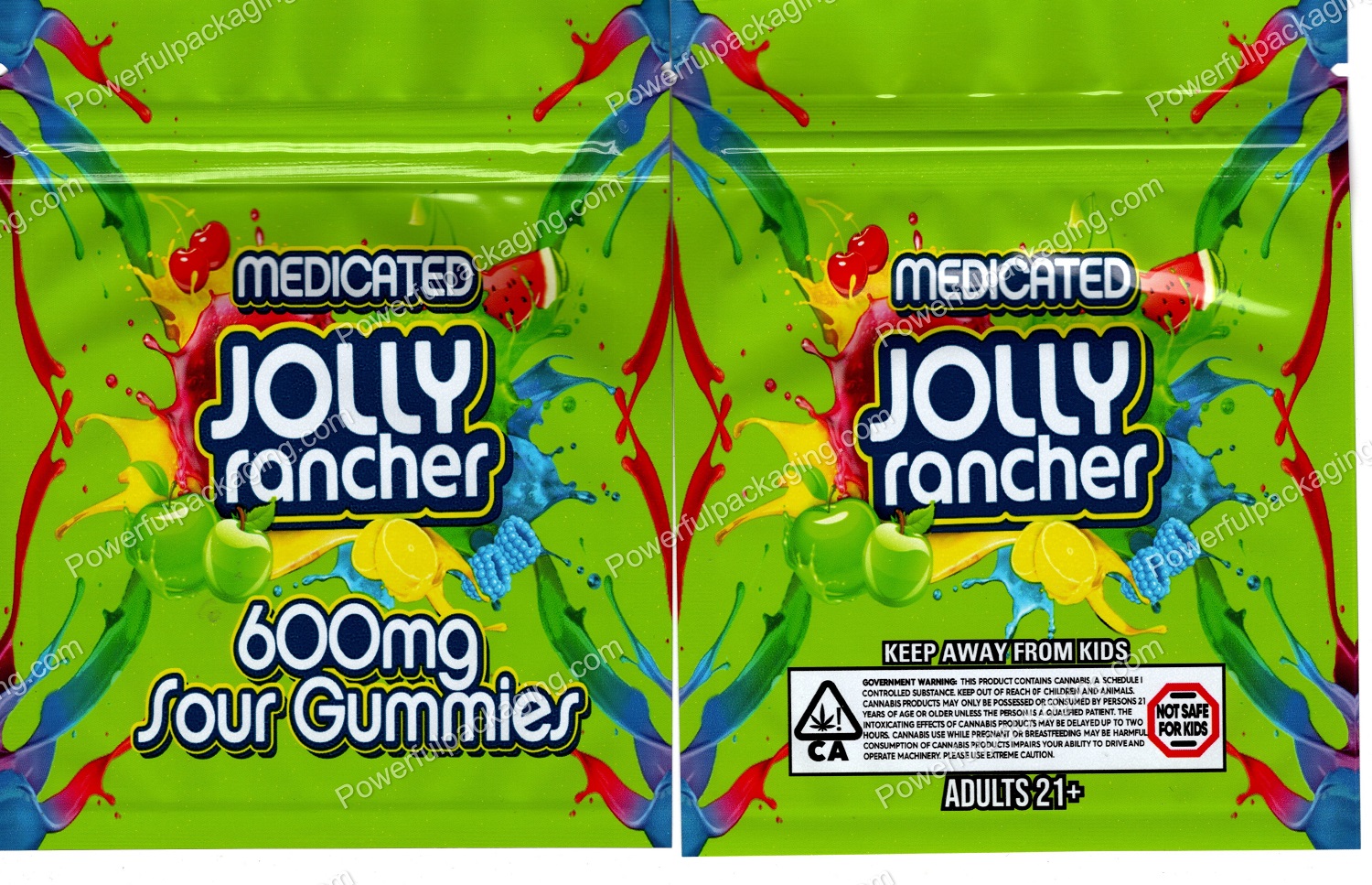 Jolly Rancher : Sour Gummies 600mg (5x4in) Edible Packaging Mylar Bag *Empty Bags* (CaSupply) #E1