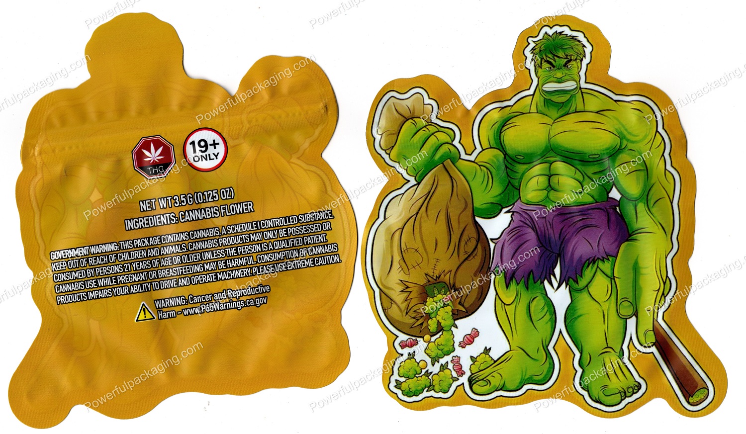 3D The Hulk Mylar Flower 3.5 Bag *Empty Bags* (CaSupply) #3D