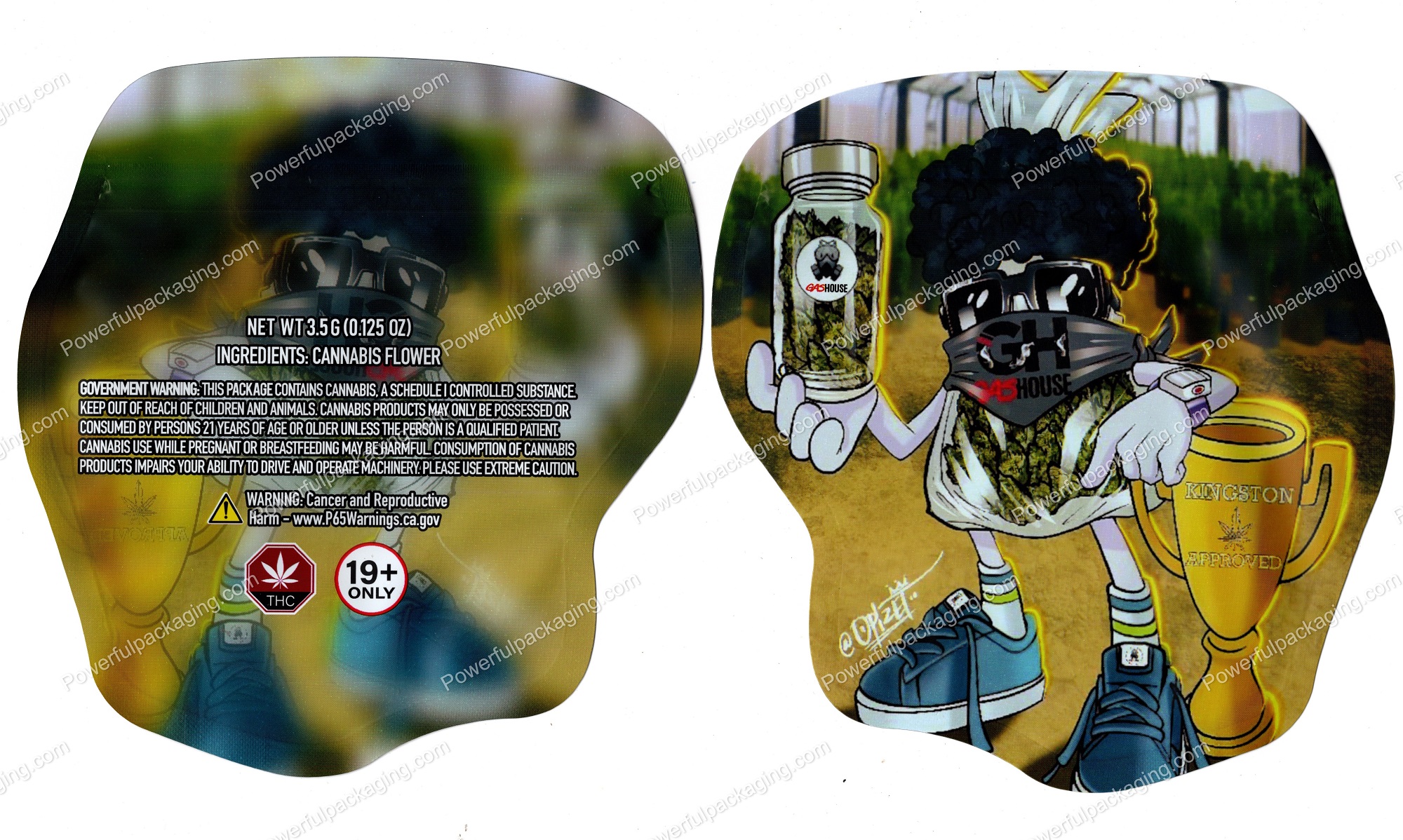 GAS HOUSE : Stash bag/jar 3D Mylar Shaped Bag 3.5g Flower Packaging *Empty Bags*