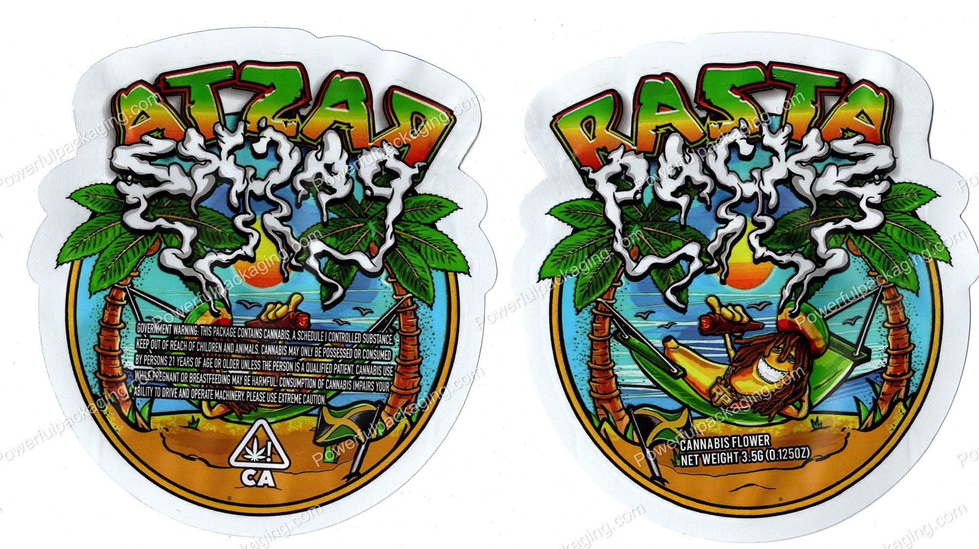 Rasta Packz Generic 3D Mylar Shaped Bag 3.5g Flower Packaging *Empty Bags*