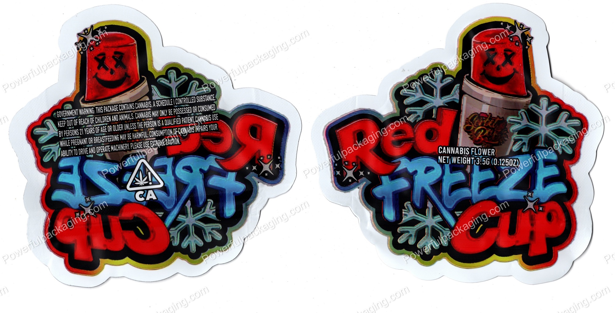 Red Freeze Cup 3D Mylar Shaped Bag 3.5g Flower Packaging *Empty Bags*