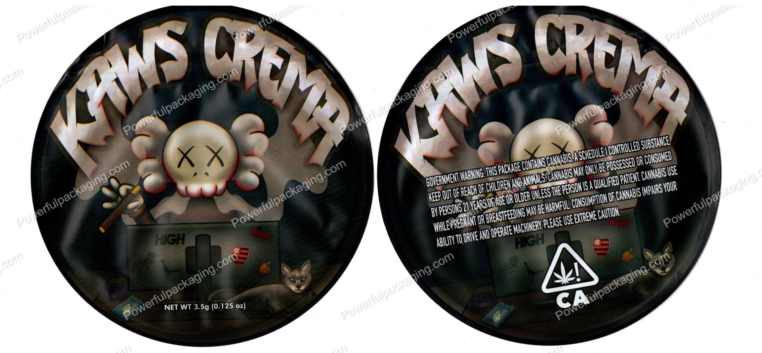 Kaws Crema 3D Mylar Shaped Bag 3.5g Flower Packaging *Empty Bags* (CAsupply)