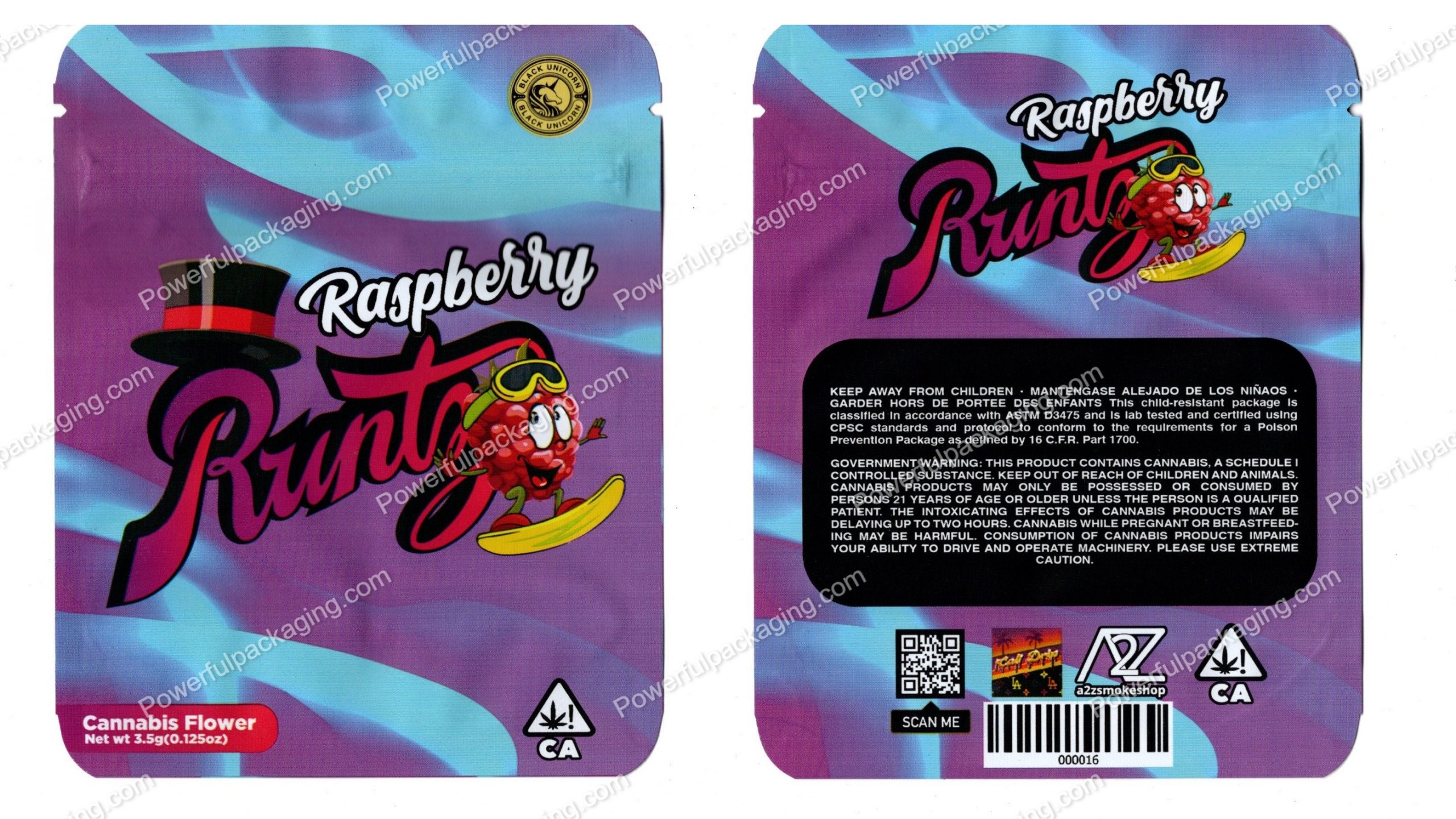 Black Unicorn : Raspberry Runtz Mylar 3.5 Packaging Bag *Empty Bags* (CaSupply)