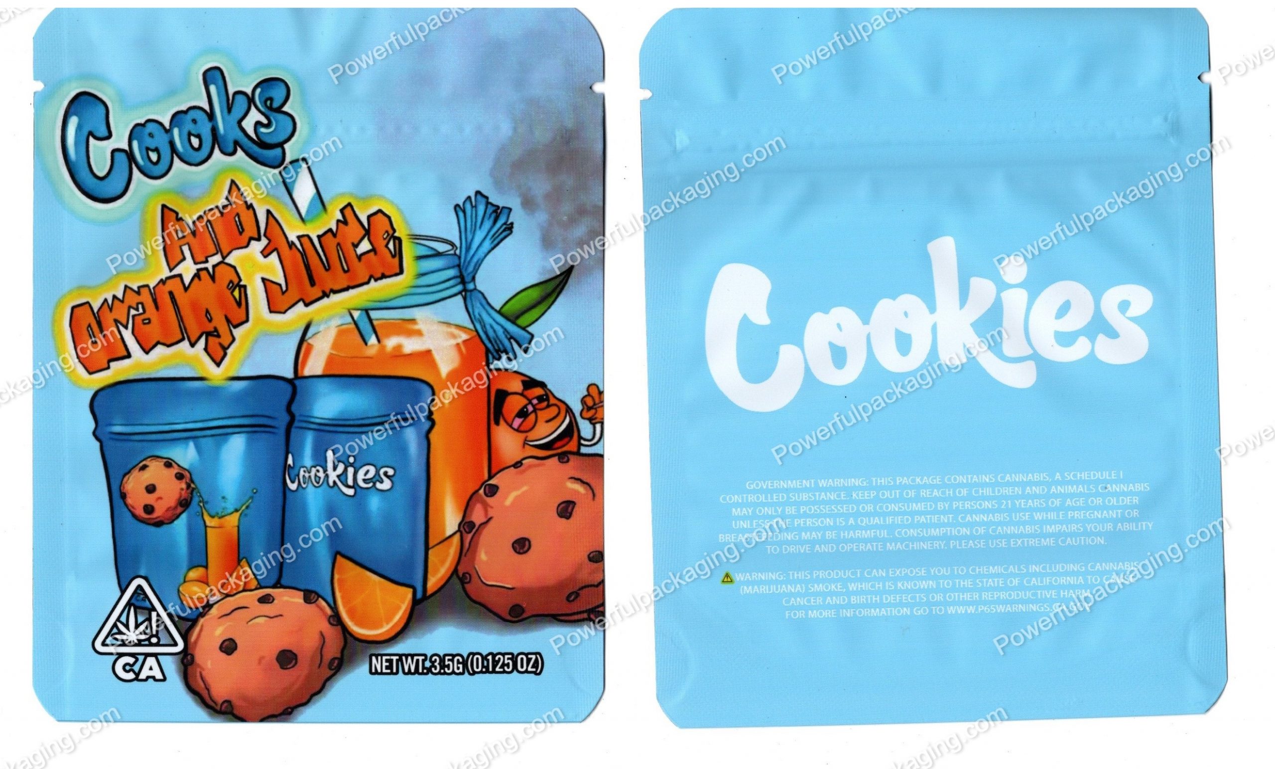 Cookies : Cooks and Orange Juice Mylar 3.5 Packaging Bag *Empty Bags* (CaSupply)