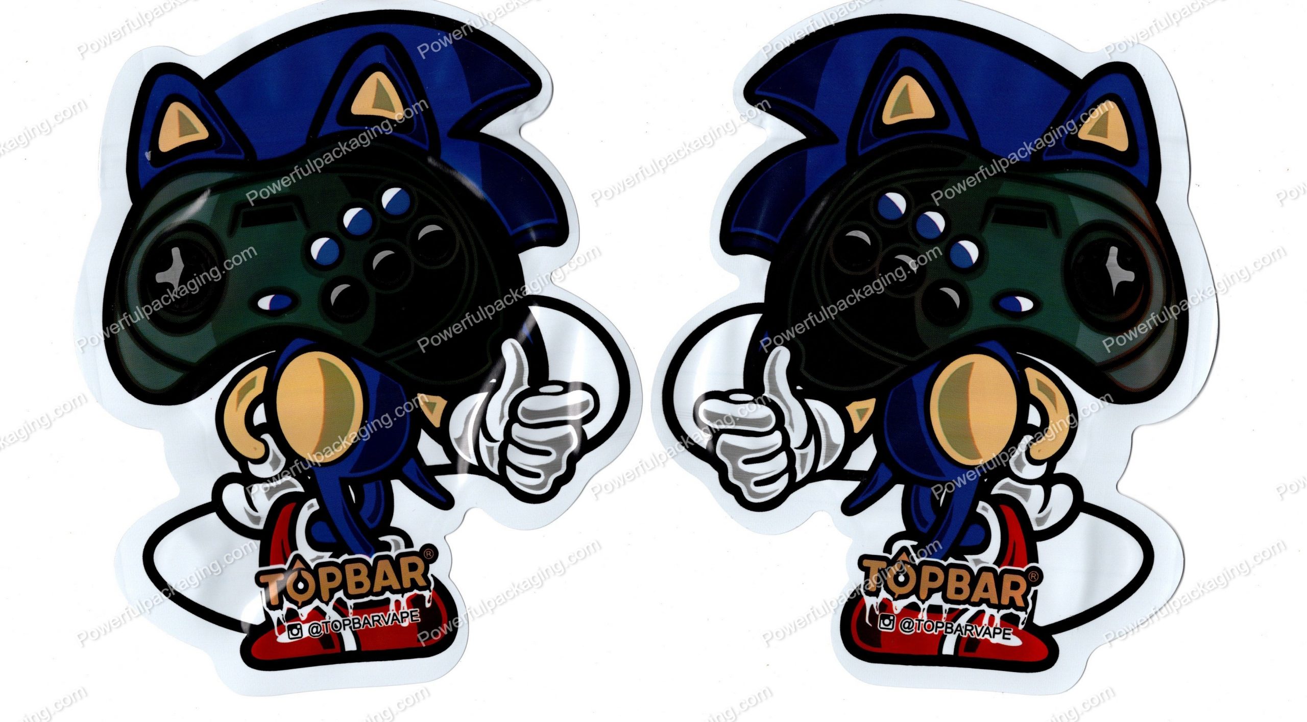 TOPBAR : Sonic Control 3D Mylar Shaped Bag 3.5g Flower Packaging *Empty Bags* (CAsupply)