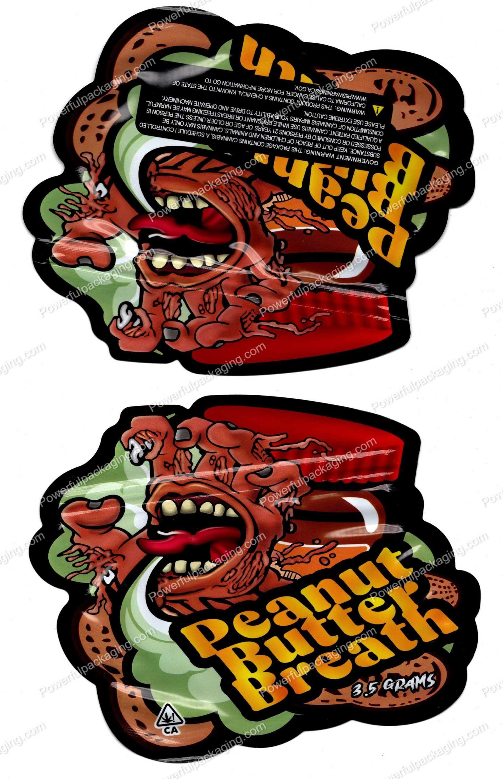 Generic Peanut Butter Breath 3D Mylar Shaped Bag 3.5g Flower Packaging *Empty Bags* (CAsupply)
