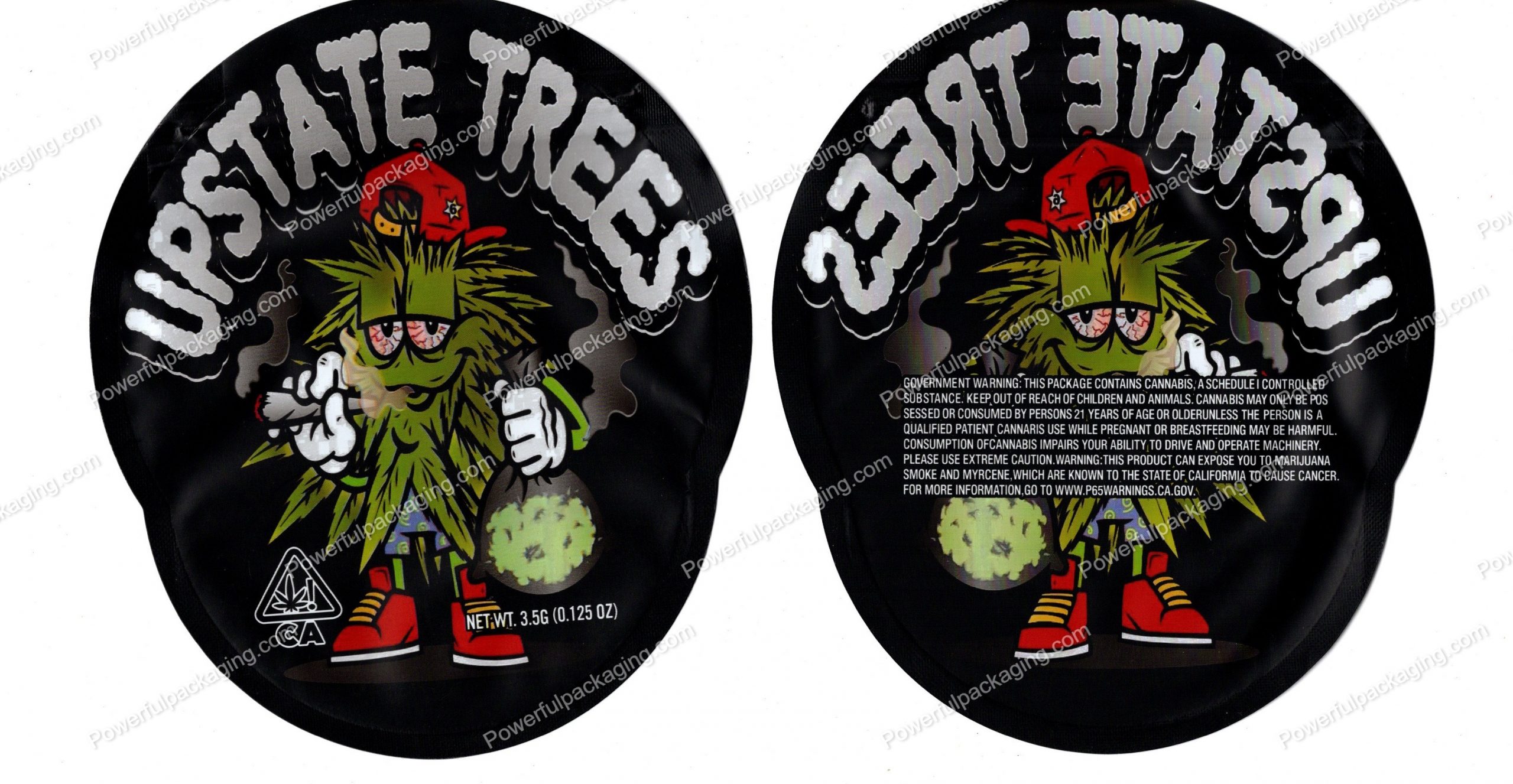 Upstate Trees Generic 3D Mylar Shaped Bag 3.5g Flower Packaging *Empty Bags* (CAsupply)