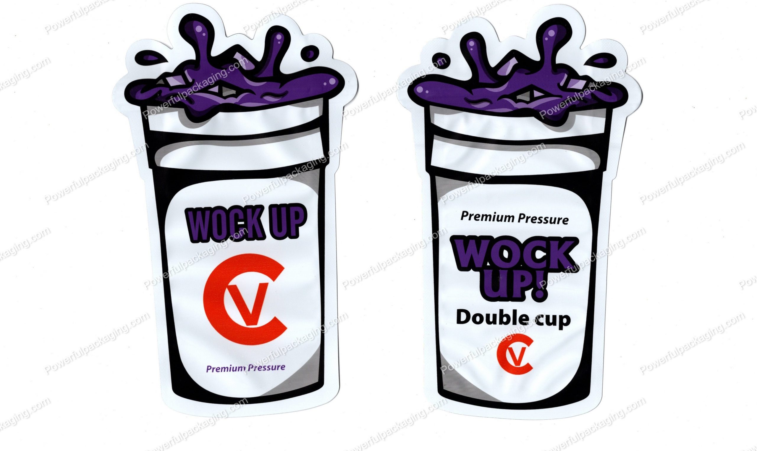 Wock Up Double Cup 3D Mylar Shaped Bag 3.5g Flower Packaging *Empty Bags* (CAsupply)