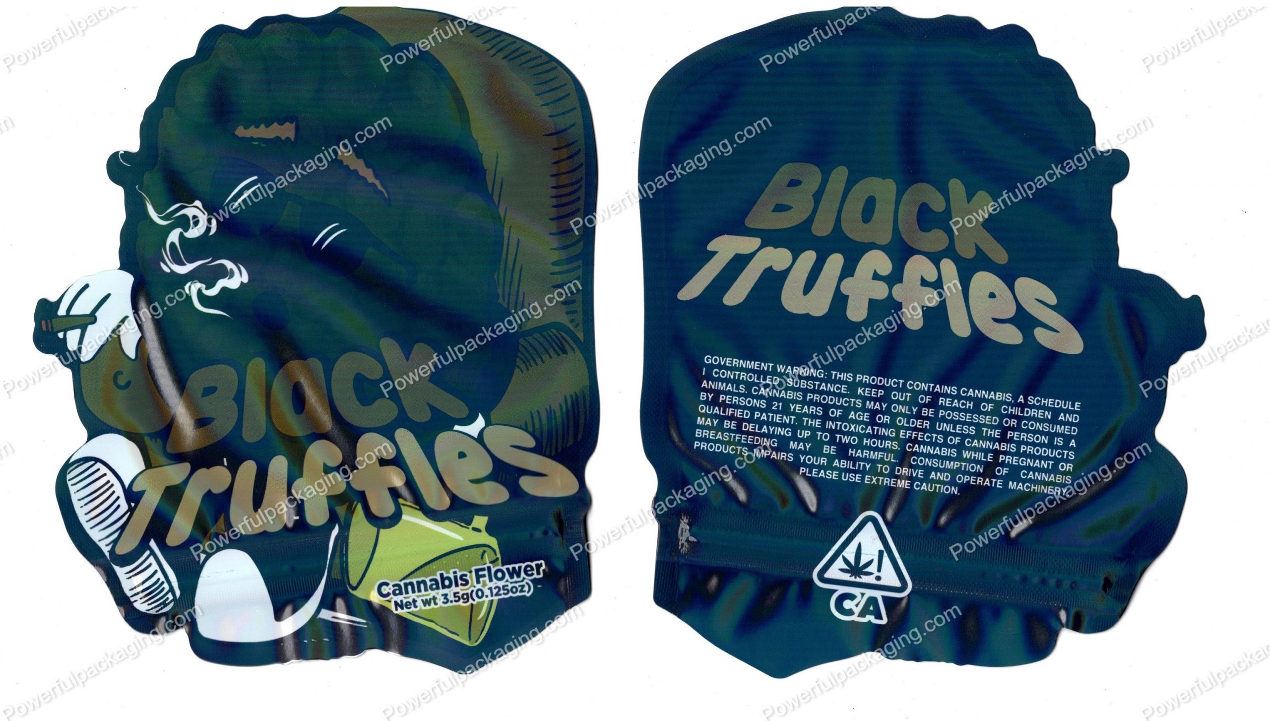 Black Truffles Generic 3D Mylar Shaped Bag 3.5g Flower Packaging *Empty Bags* (CAsupply)