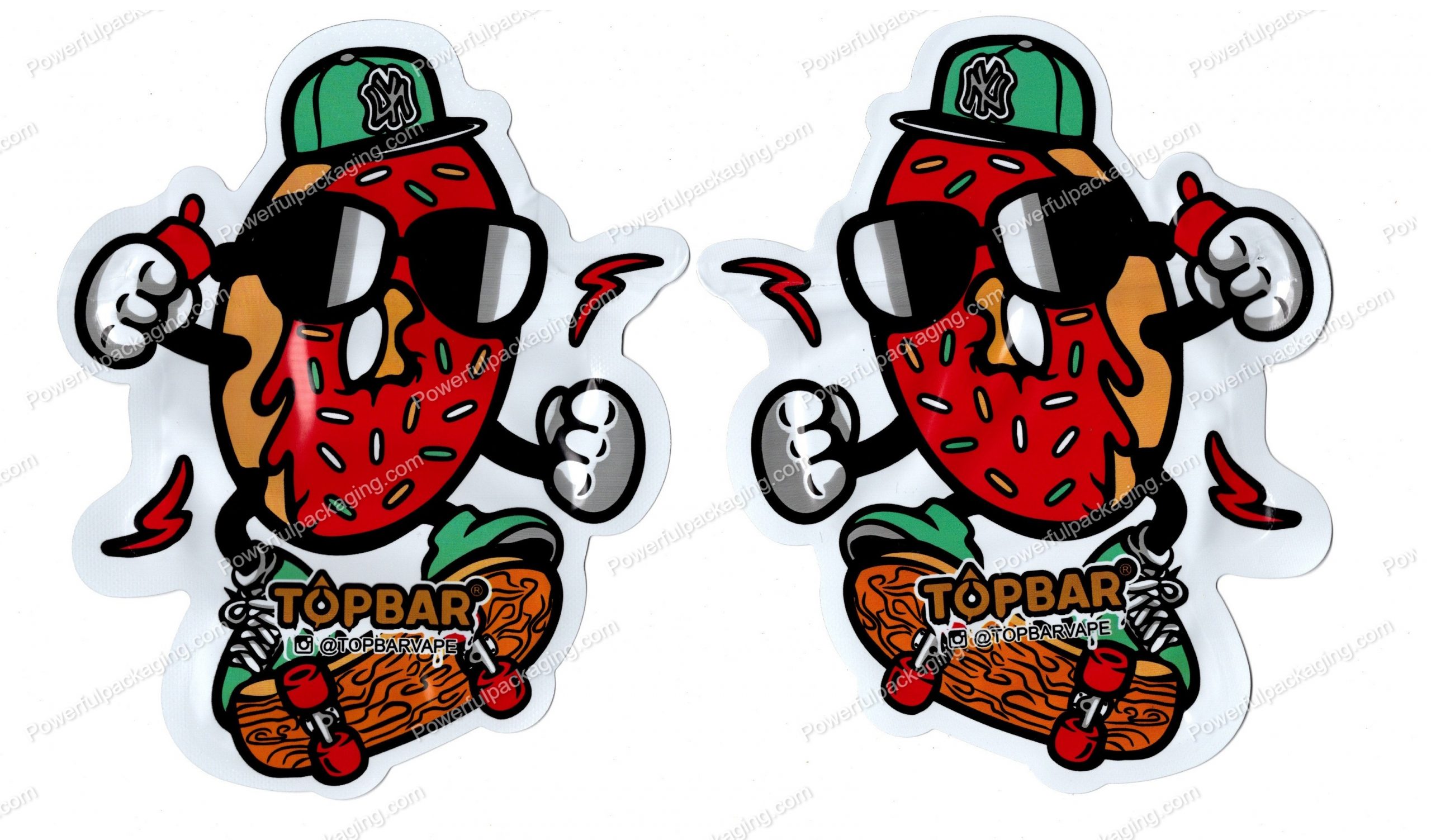 TOPBAR : Sprinkled Donut 3D Mylar Shaped Bag 3.5g Flower Packaging *Empty Bags* (CAsupply)