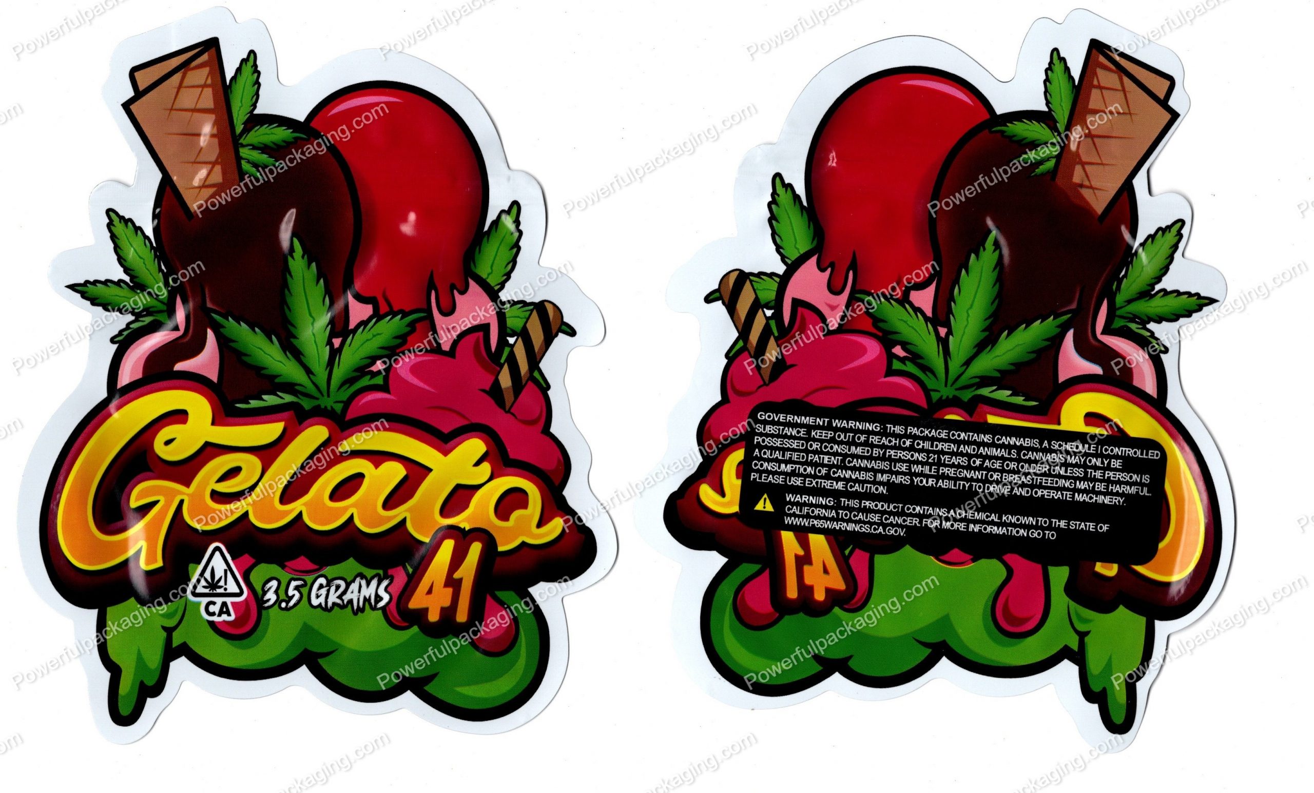 Gelato 41 Generic 3D Mylar Shaped Bag 3.5g Flower Packaging *Empty Bags* (CAsupply)