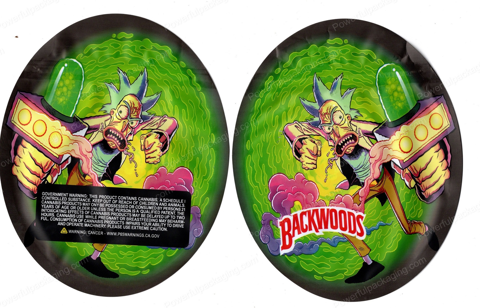 BACKWOODS Rick and Morty (Ricks Portal) 3D Mylar Shaped Bag 3.5g Flower Packaging *Empty Bags* (CaSupply)