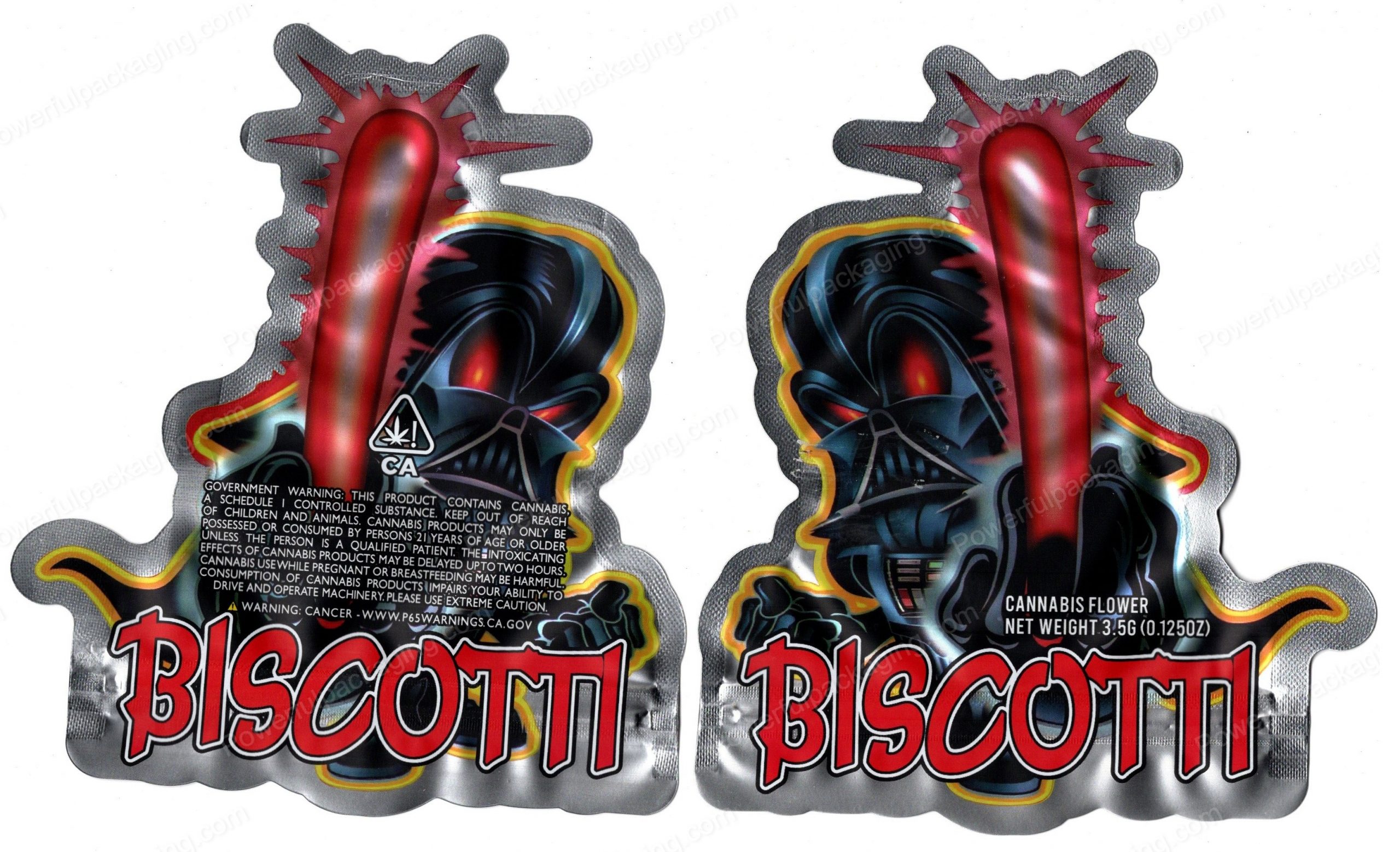 Biscotti Generic 3D Mylar Shaped Bag 3.5g Flower Packaging *Empty Bags*