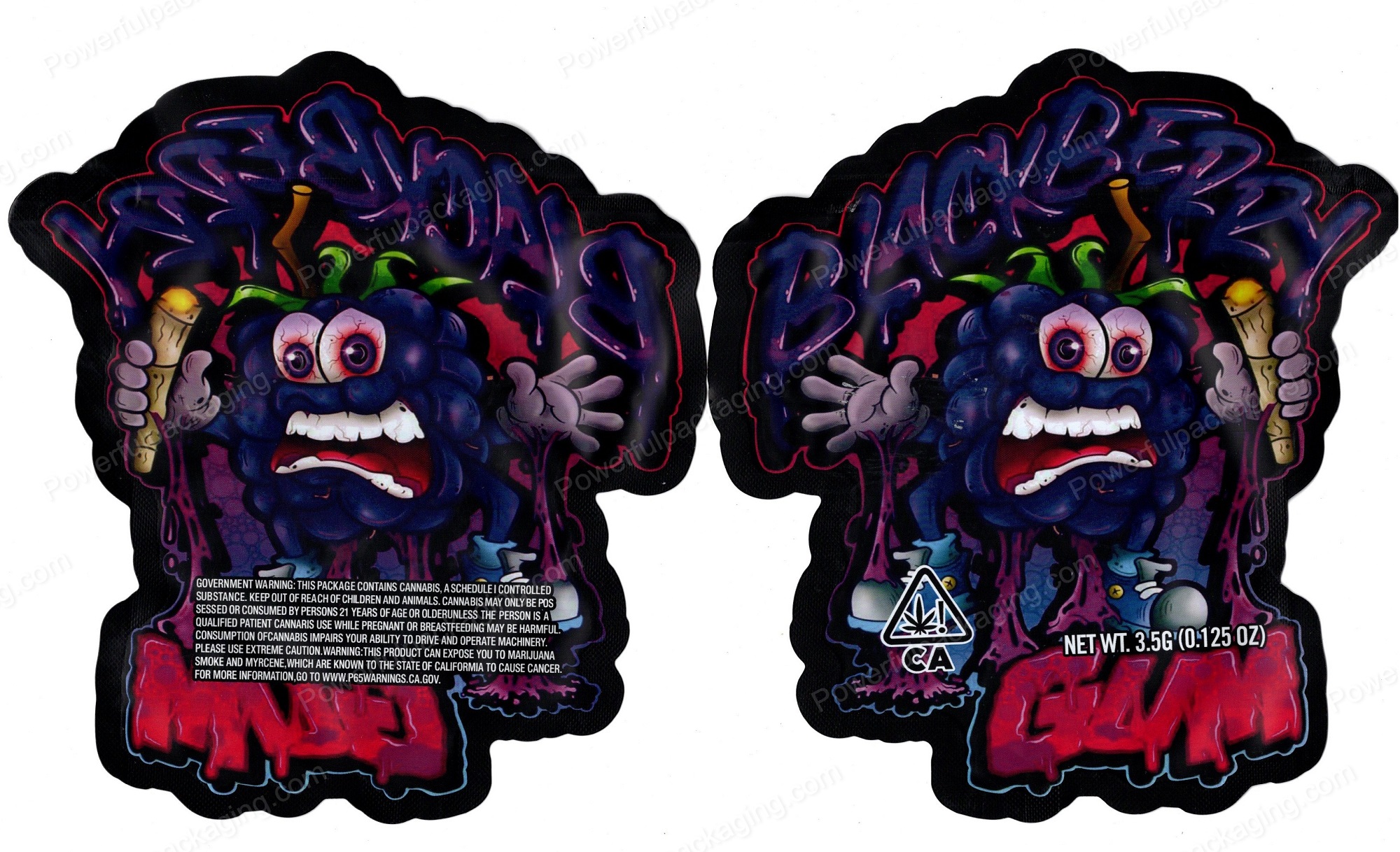 BlackBerry Glam Generic 3D Mylar Shaped Bag 3.5g Flower Packaging *Empty Bags*