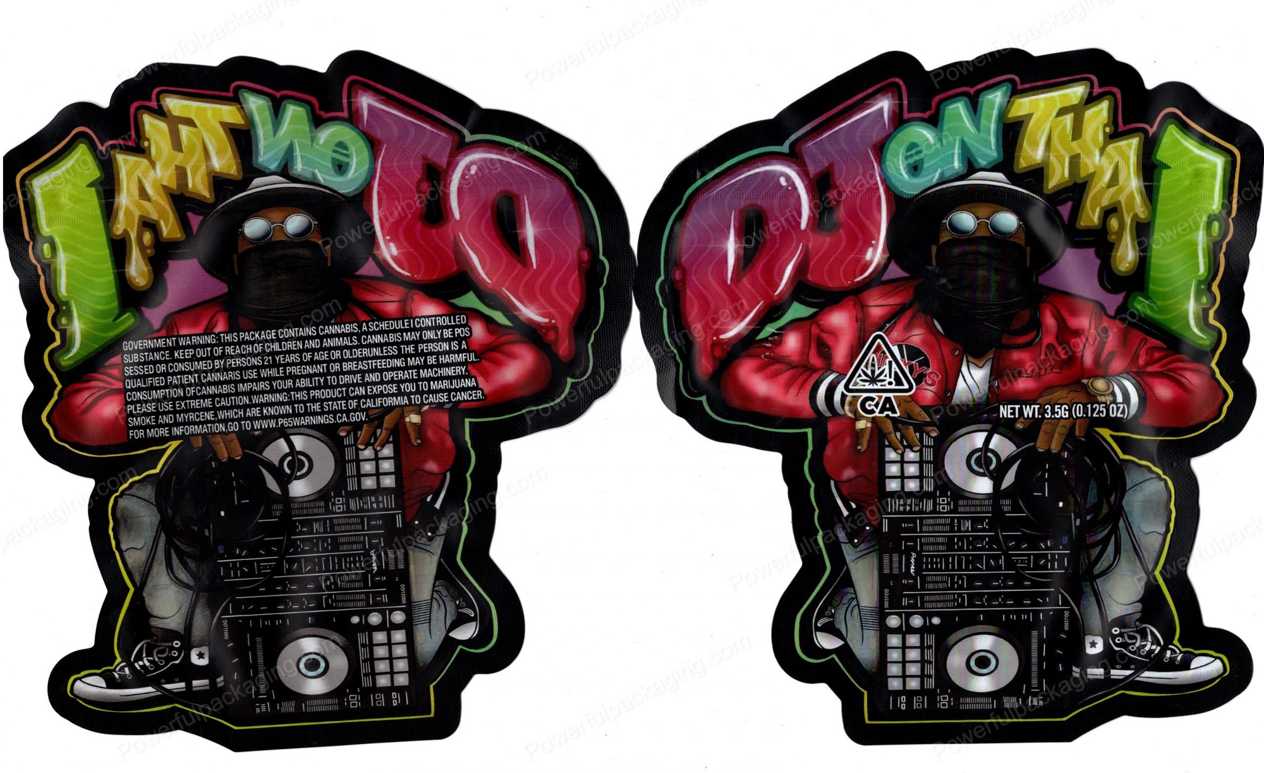 DJ on Tha 1 Generic 3D Mylar Shaped Bag 3.5g Flower Packaging *Empty Bags*